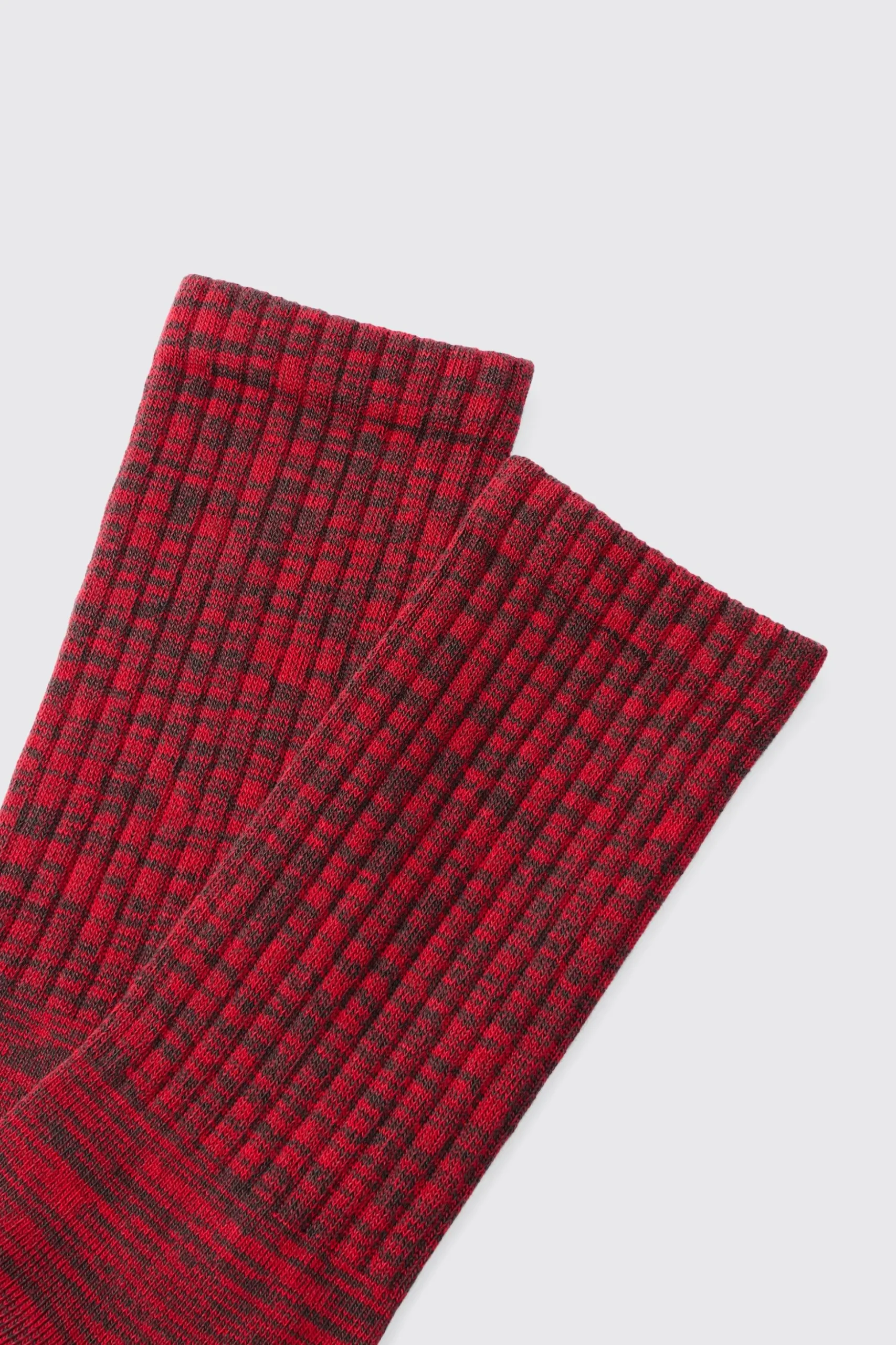 Plain Marl Socks In Red | BoohooMAN UK