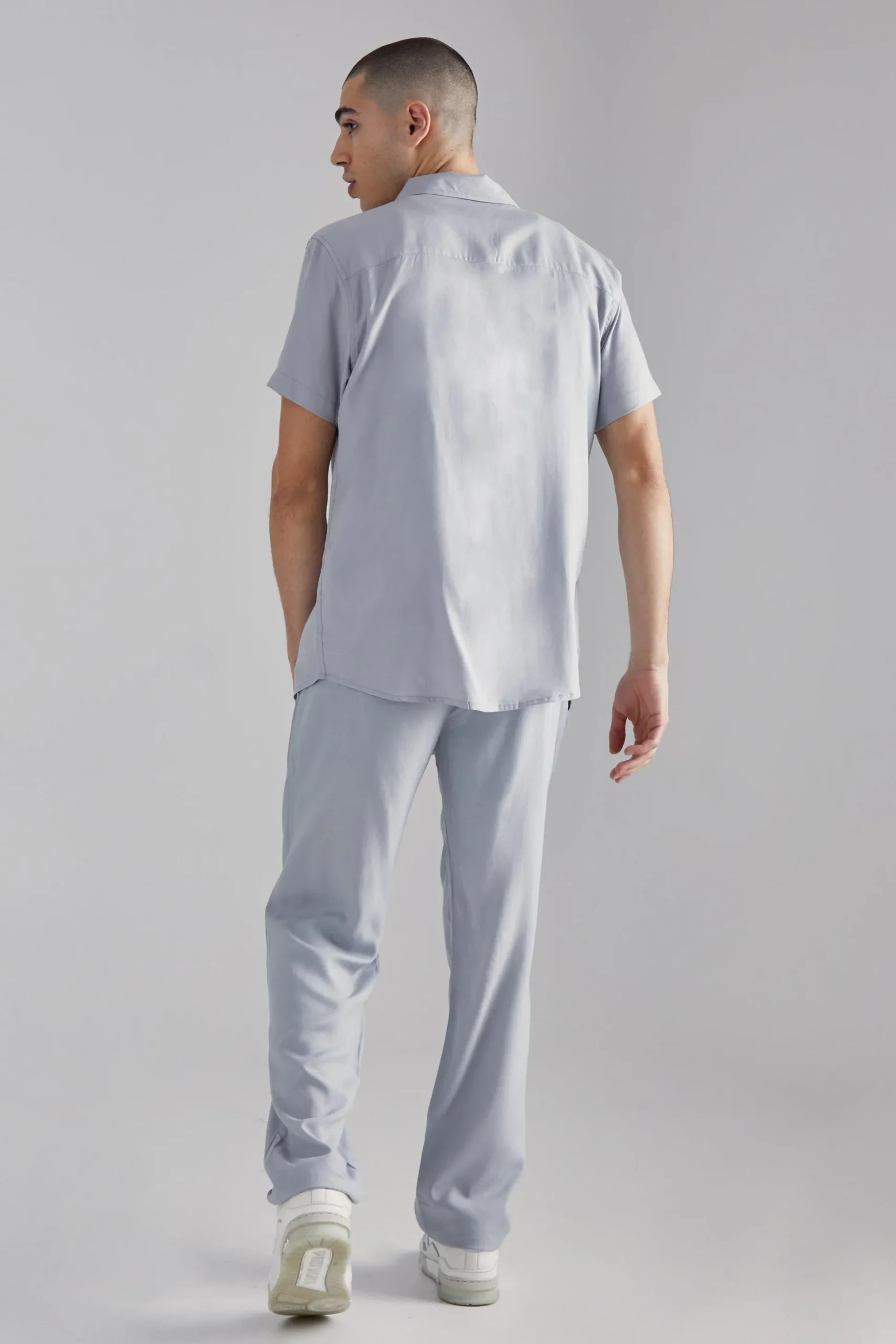 Plain Viscose Short Sleeve Shirt | BoohooMAN UK