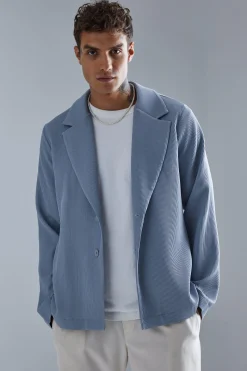Pleated Slim Fit Smart Jacket | BoohooMAN UK