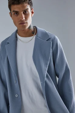 Pleated Slim Fit Smart Jacket | BoohooMAN UK