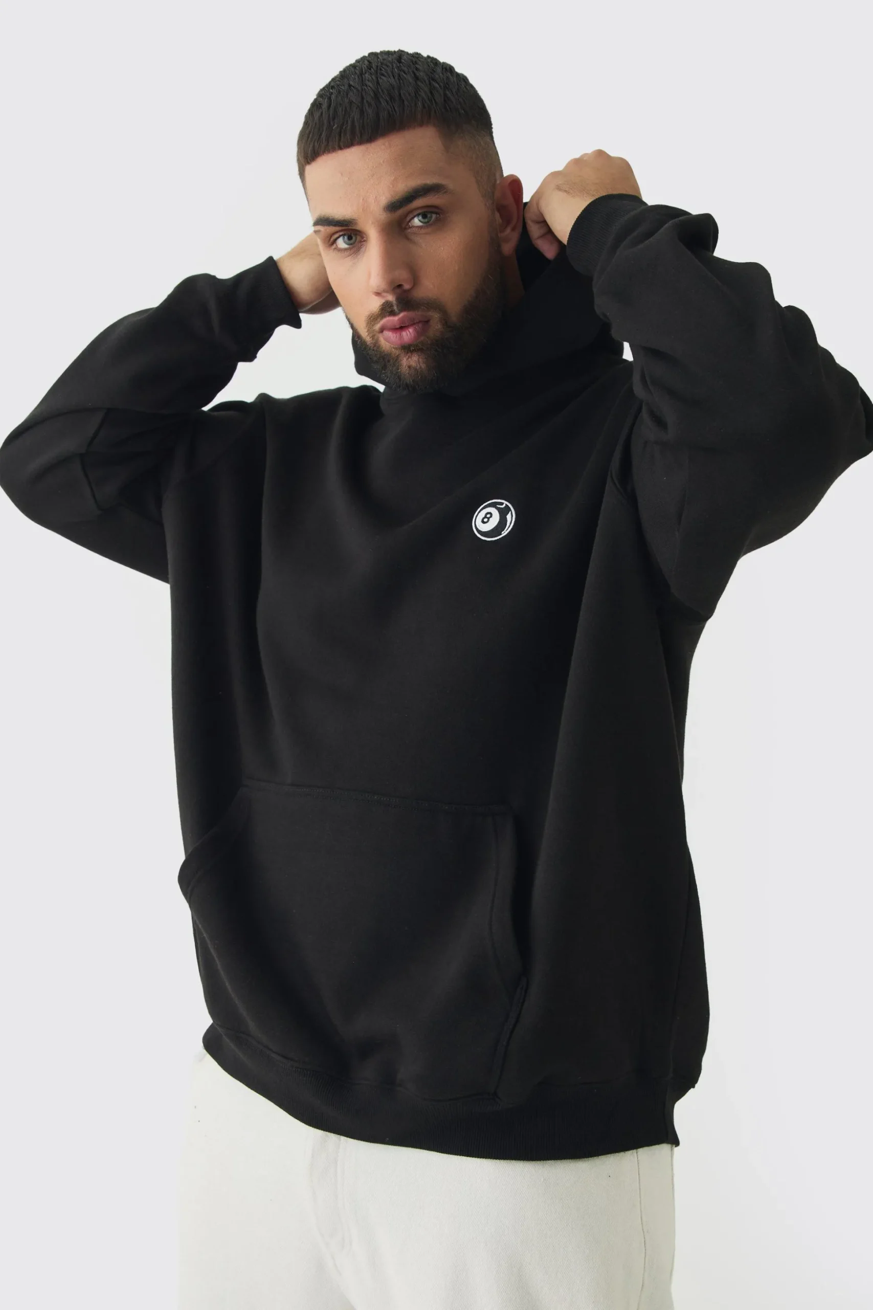 Plus 8 Ball Embroidered Hoodie | BoohooMAN UK