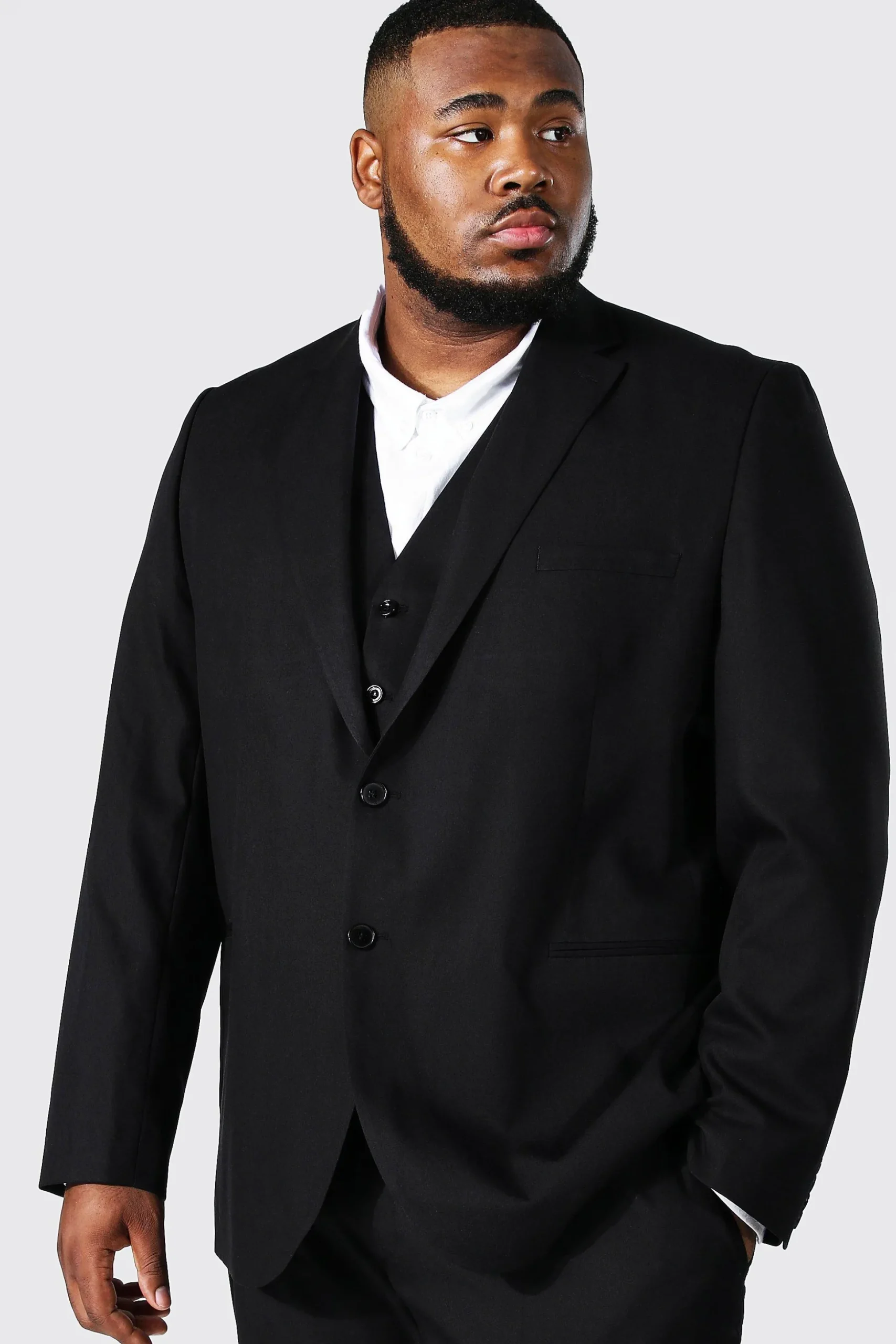 Plus Black Slim Single Breasted Suit | BoohooMAN UK
