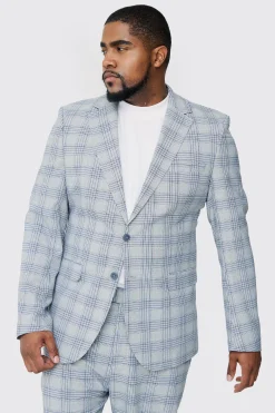 Plus Checked Skinny Fit Blazer | BoohooMAN UK