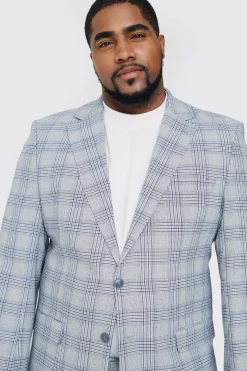 Plus Checked Skinny Fit Blazer | BoohooMAN UK