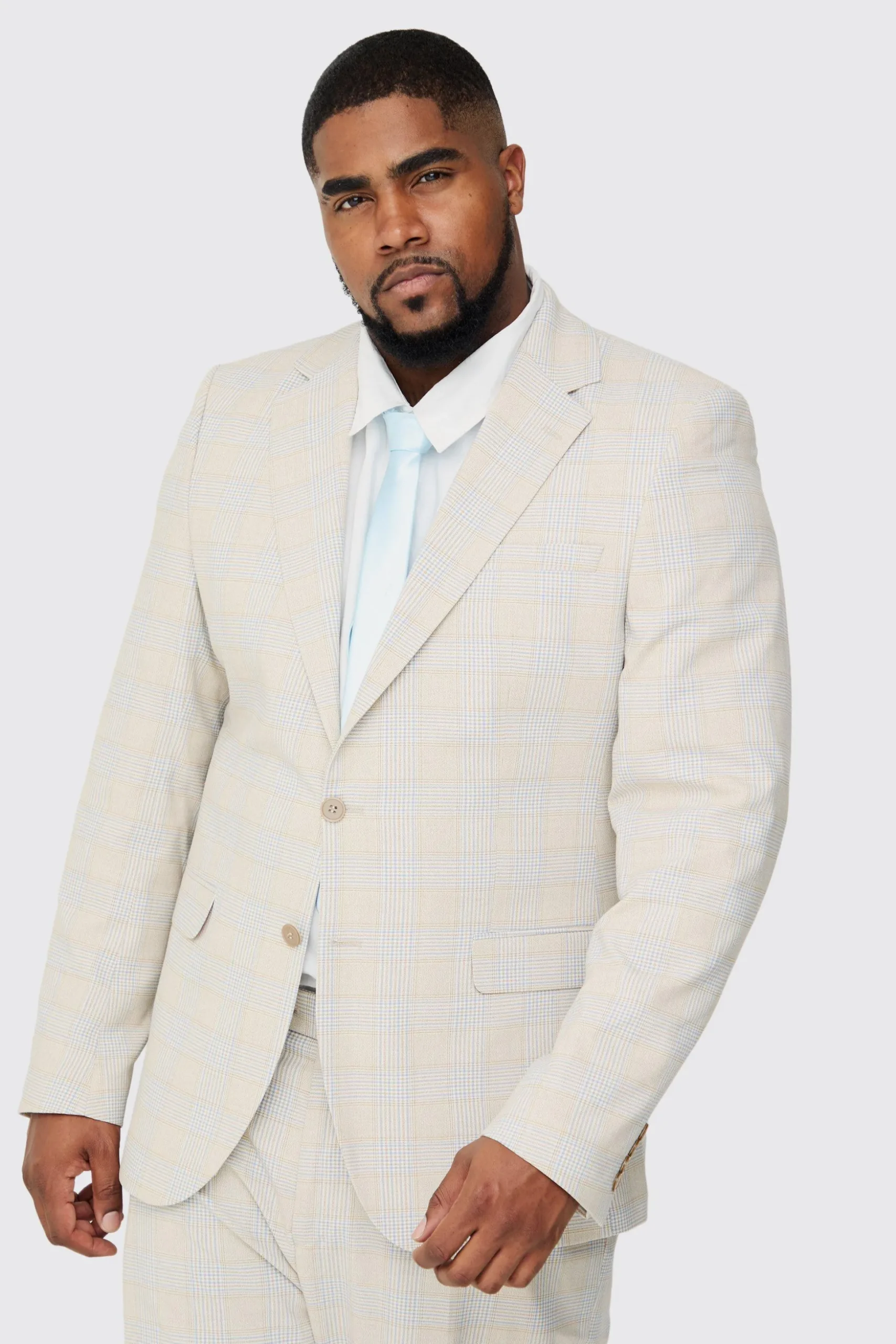 Plus Checked Skinny Fit Blazer | BoohooMAN UK