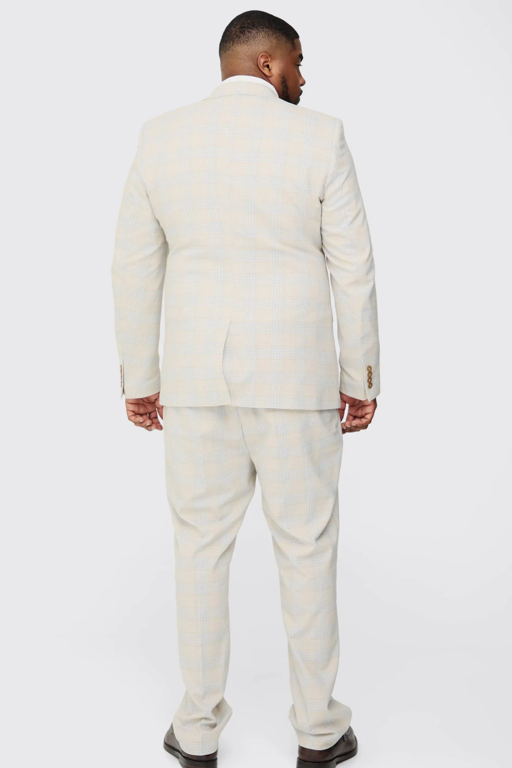 Plus Checked Skinny Fit Blazer | BoohooMAN UK