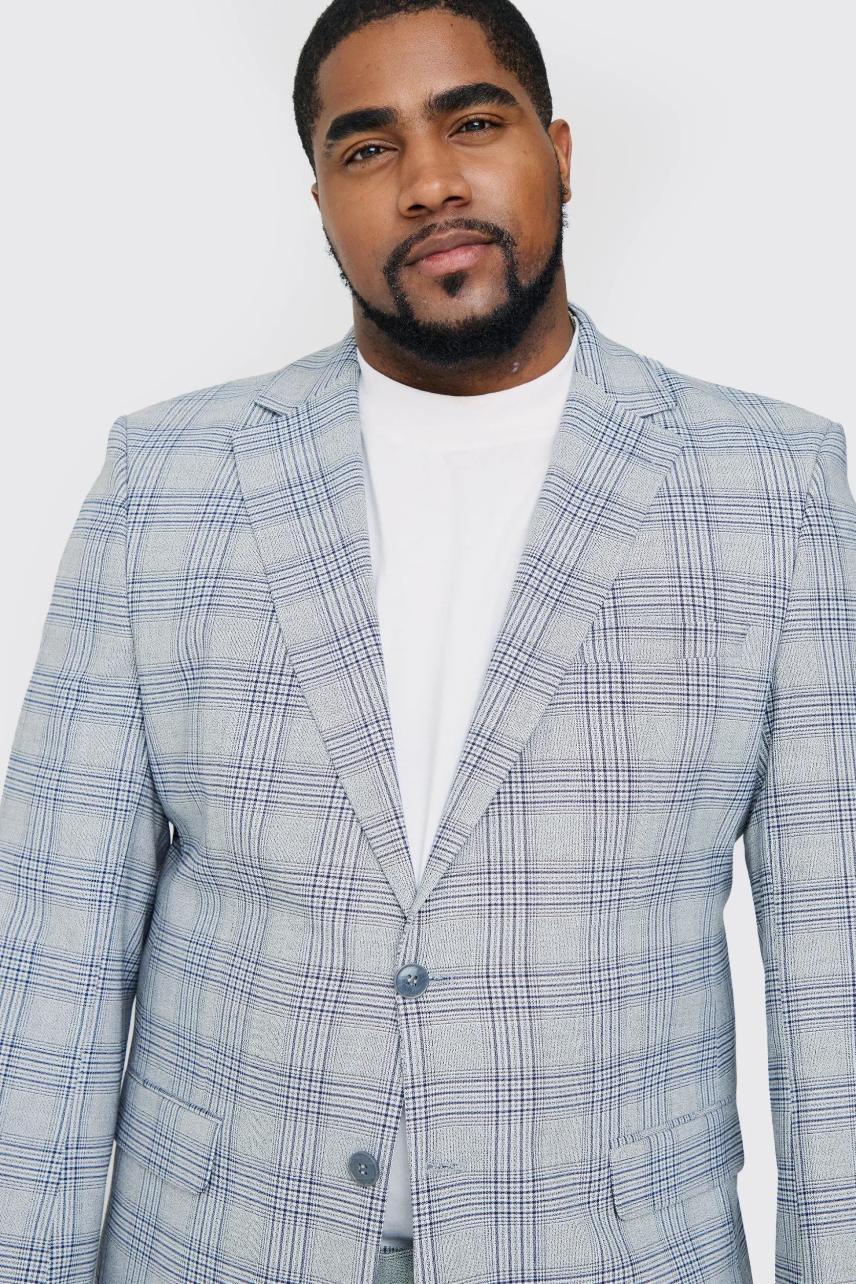Plus Checked Skinny Fit Suit | BoohooMAN UK