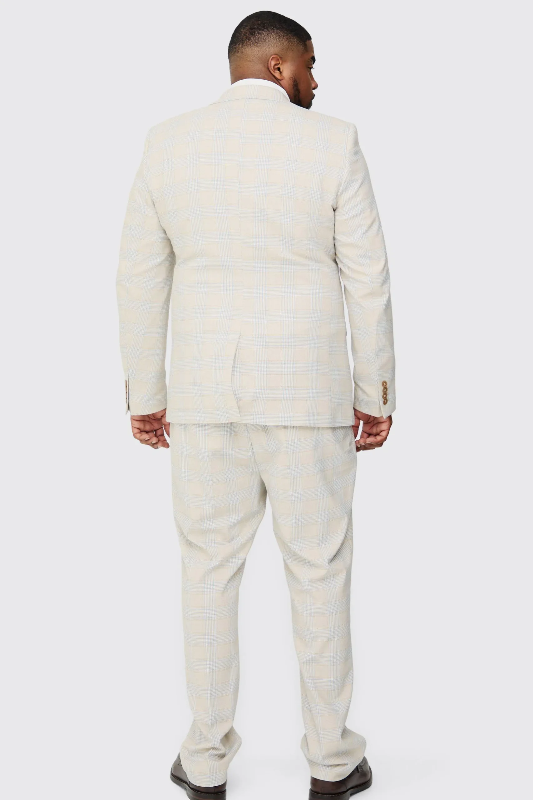 Plus Checked Skinny Fit Trousers | BoohooMAN UK