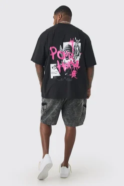 Plus Cord Washed Cargo Shorts In Black | BoohooMAN UK