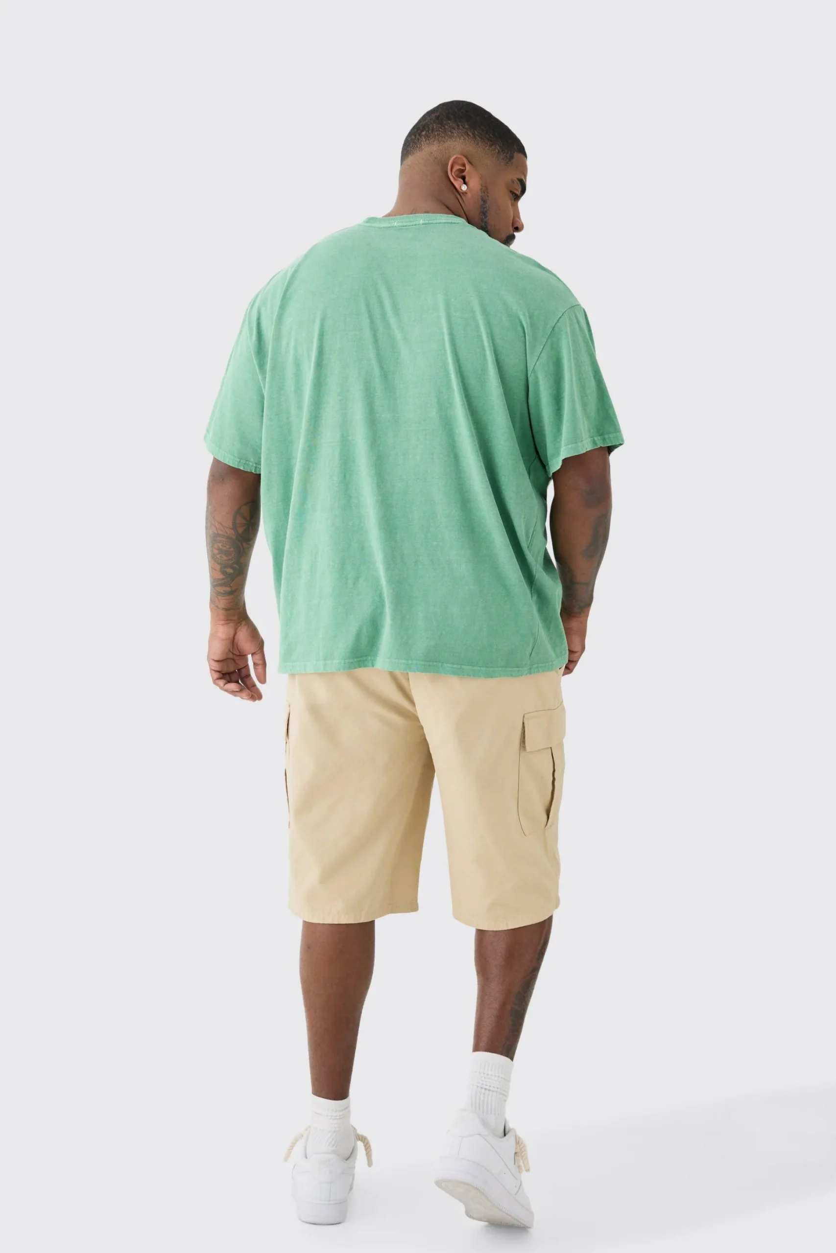 Plus Elasticated Waist Relaxed Fit Cargo Jorts | BoohooMAN UK