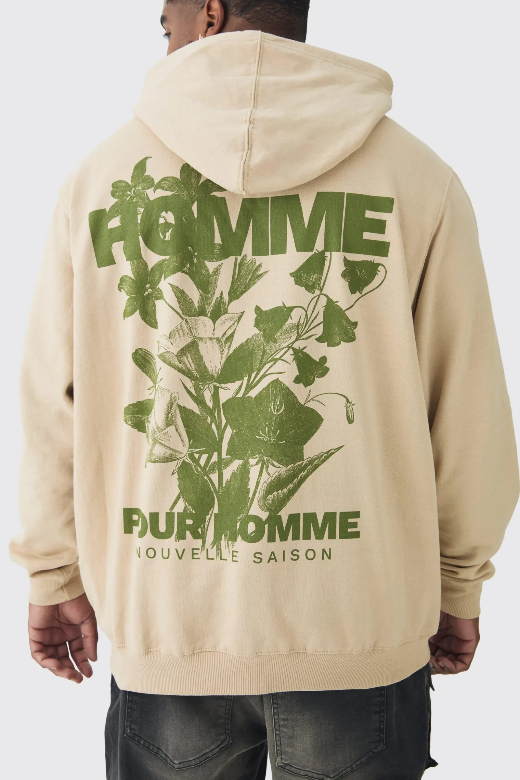 Plus Floral Homme Print Regular Fit Hoodie | BoohooMAN UK