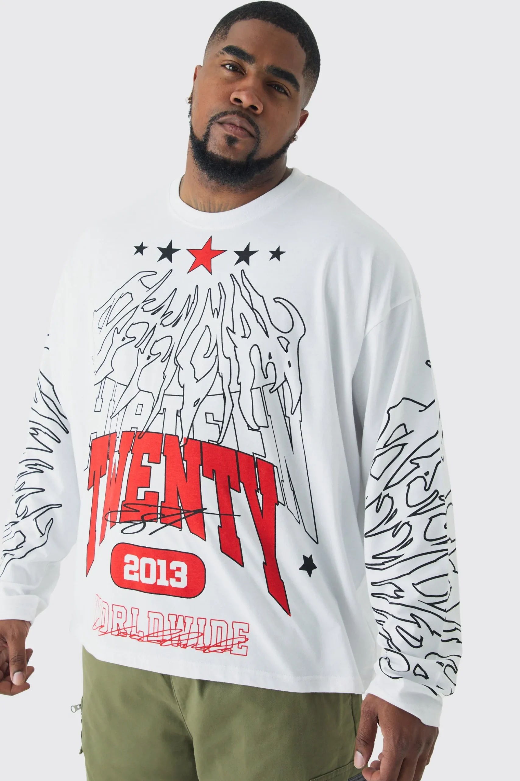 Plus Graphic Sweatshirt | BoohooMAN UK