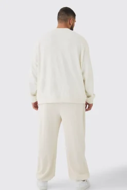 Plus Jacquard Knit Drawcord Joggers | BoohooMAN UK