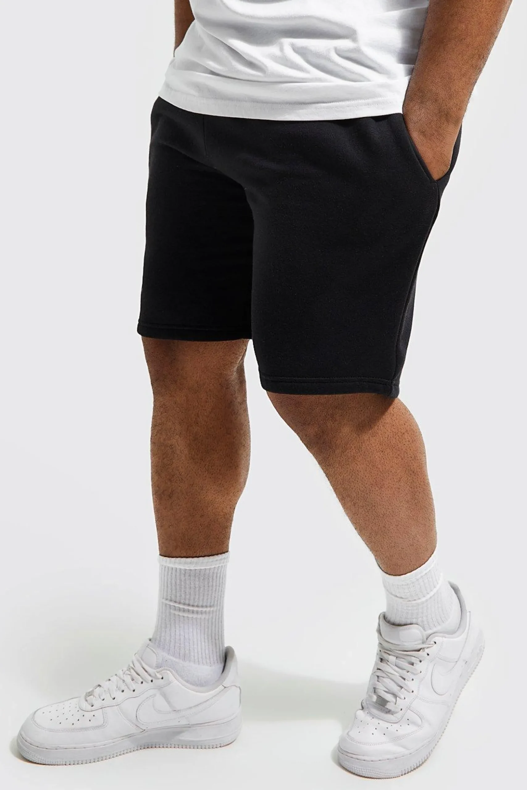 Plus Jersey Shorts With Man Drawcords | BoohooMAN UK