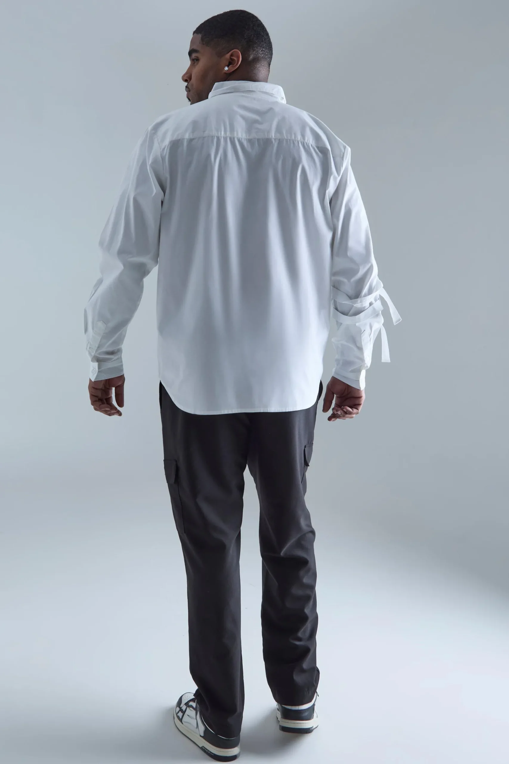 Plus Longsleeve Cinch Strap Shirt | BoohooMAN UK