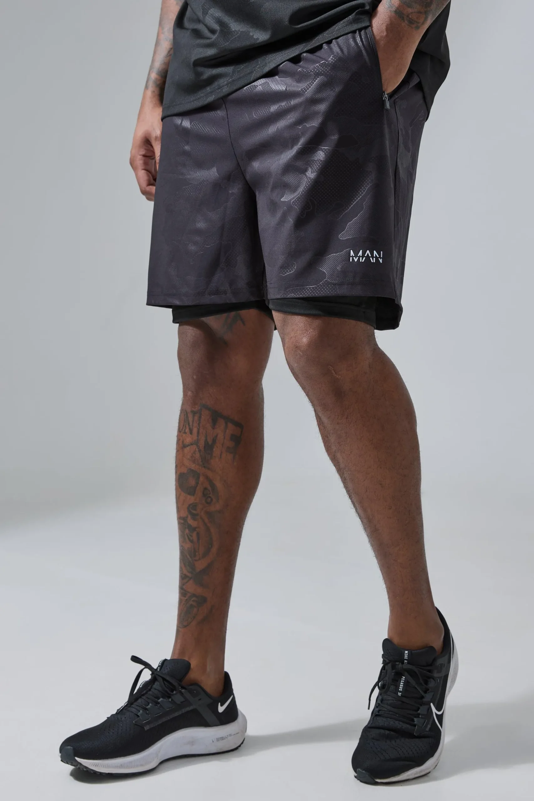 Plus Man Active Camo 5Inch 2-in-1 Regular Fit Short | BoohooMAN UK
