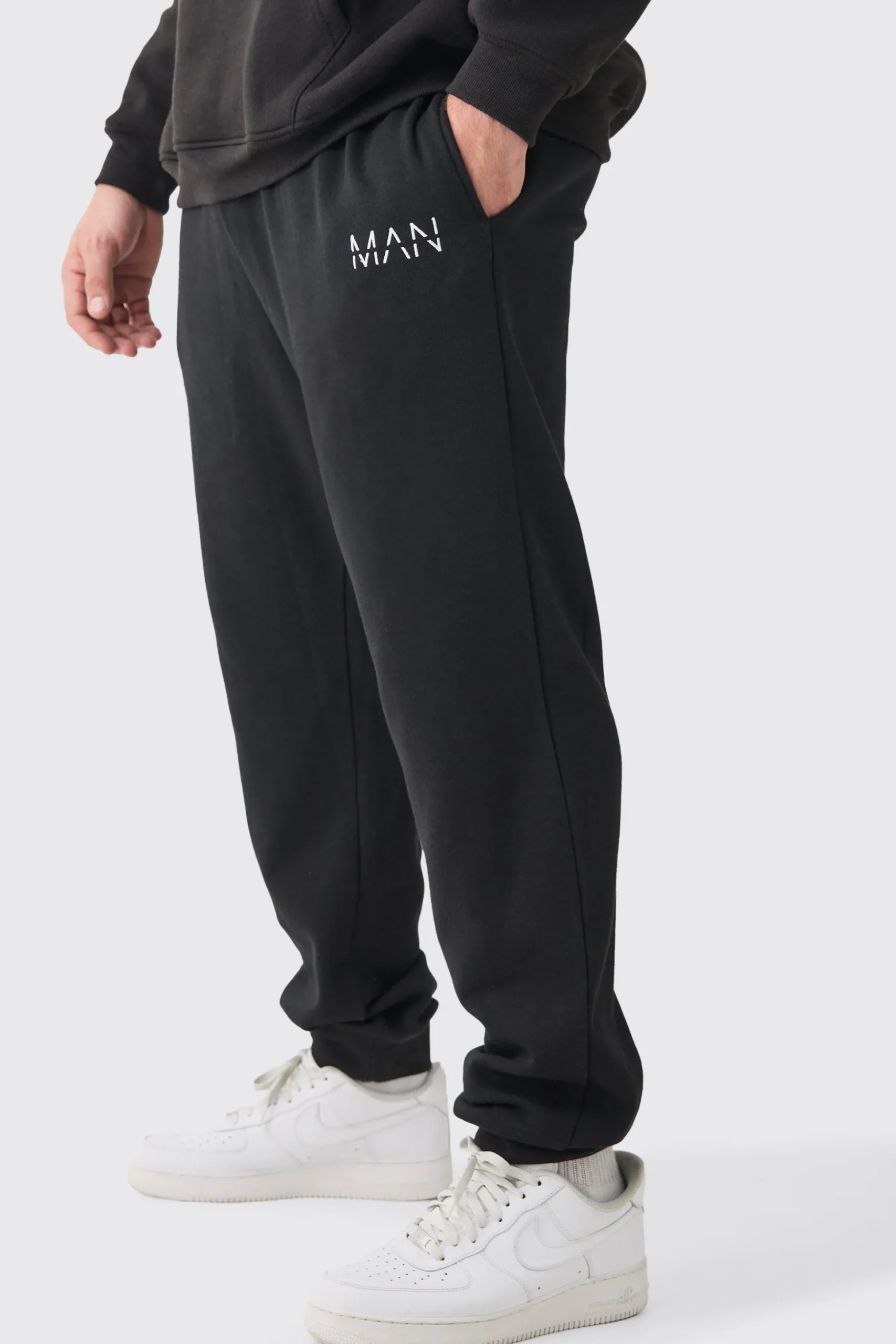 Plus Man Dash Jogger In Black | BoohooMAN UK