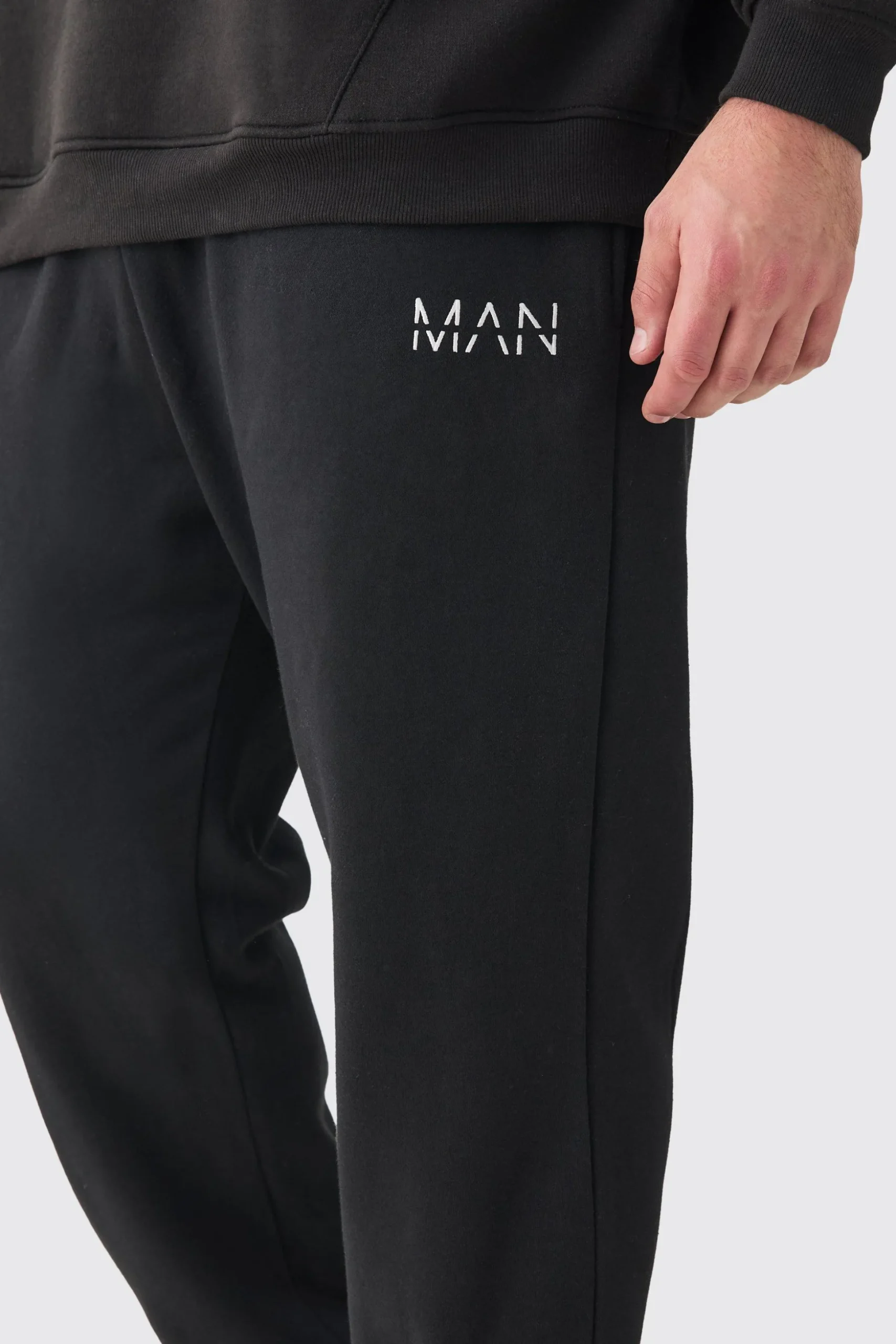 Plus Man Dash Jogger In Black | BoohooMAN UK