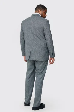 Plus Mini Dogtooth Single Breasted Regular Fit Suit Jacket | BoohooMAN UK