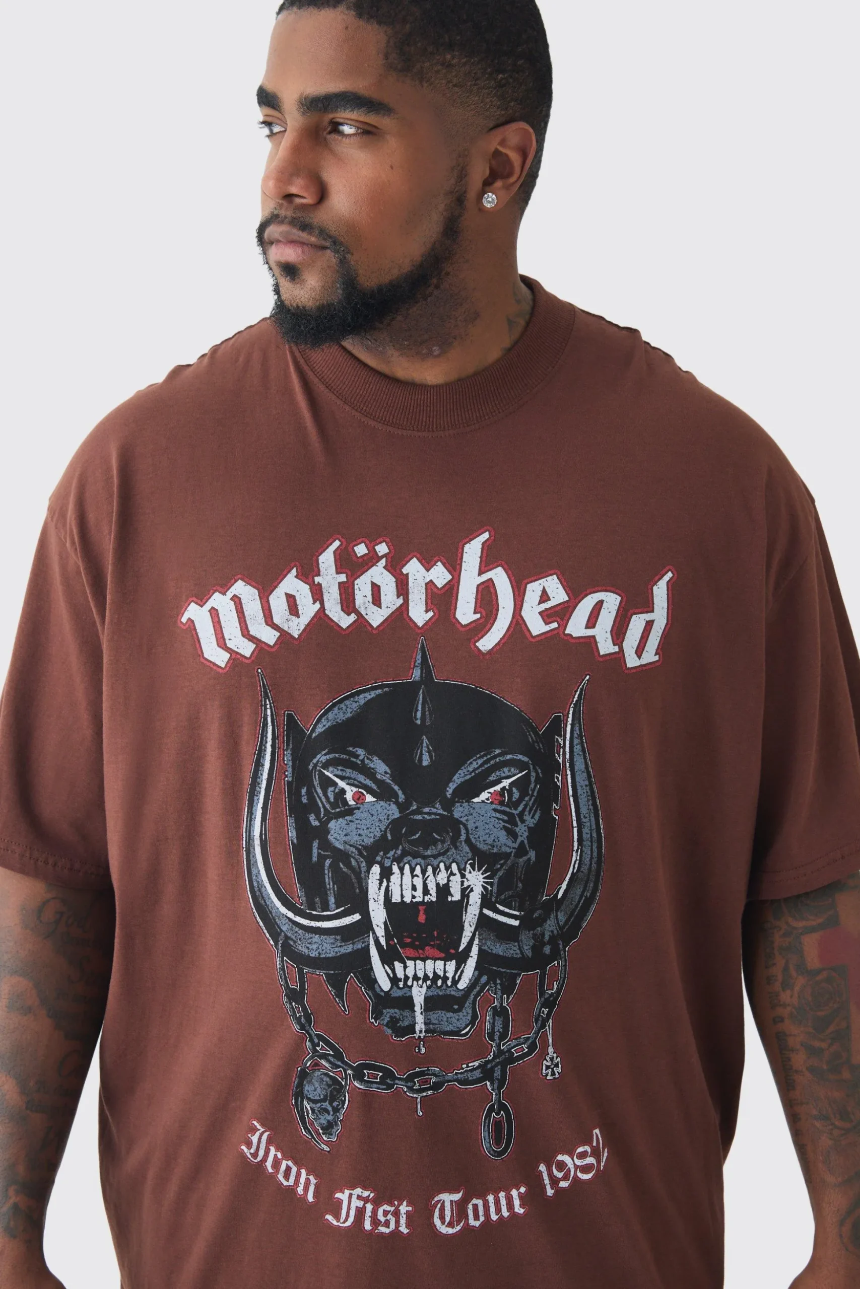 Plus Motor Head License Print T-shirt | BoohooMAN UK