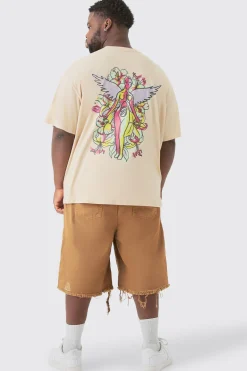 Plus Nirvana Oversized License T-shirt Sand | BoohooMAN UK