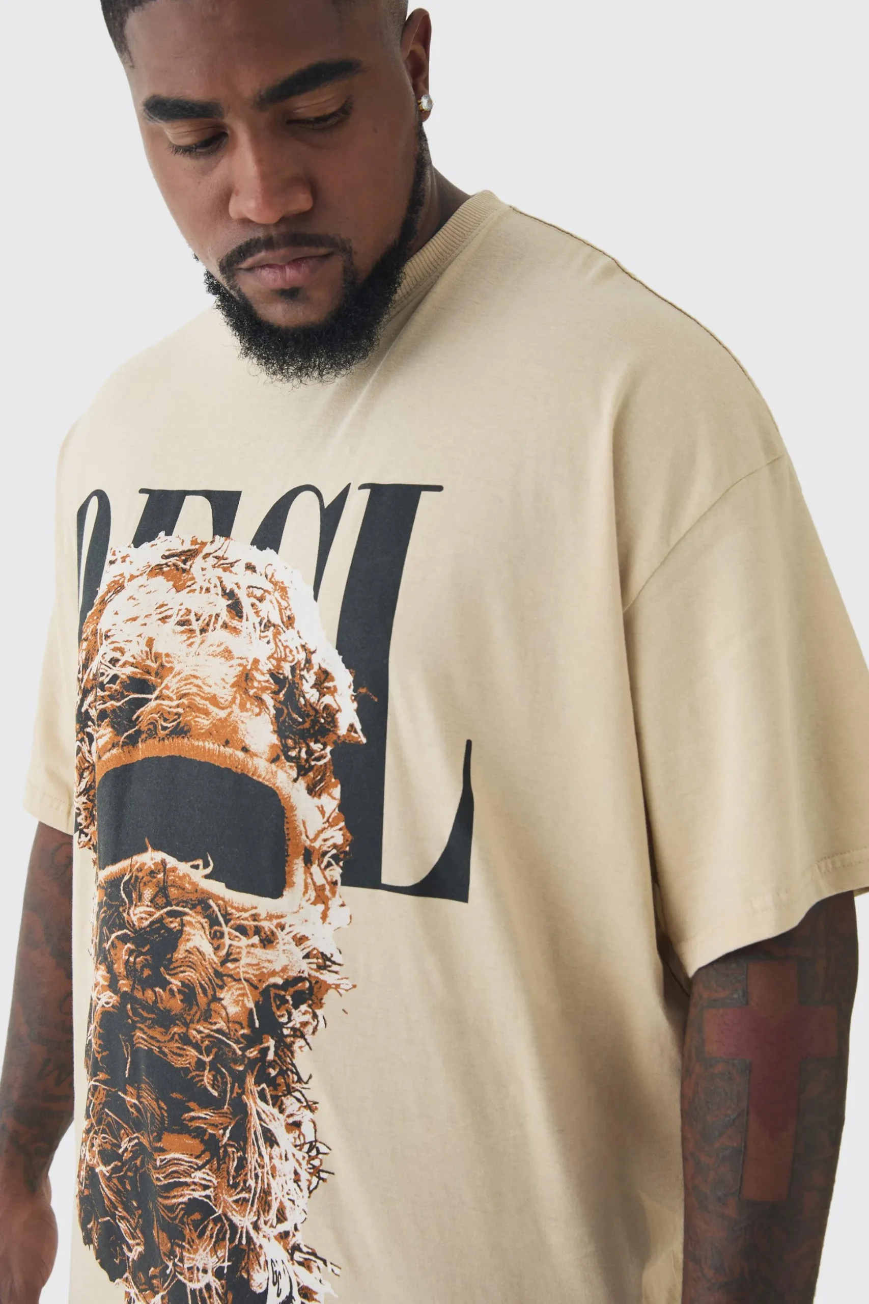 Plus OFCL Balaclava Graphic T-Shirt | BoohooMAN UK
