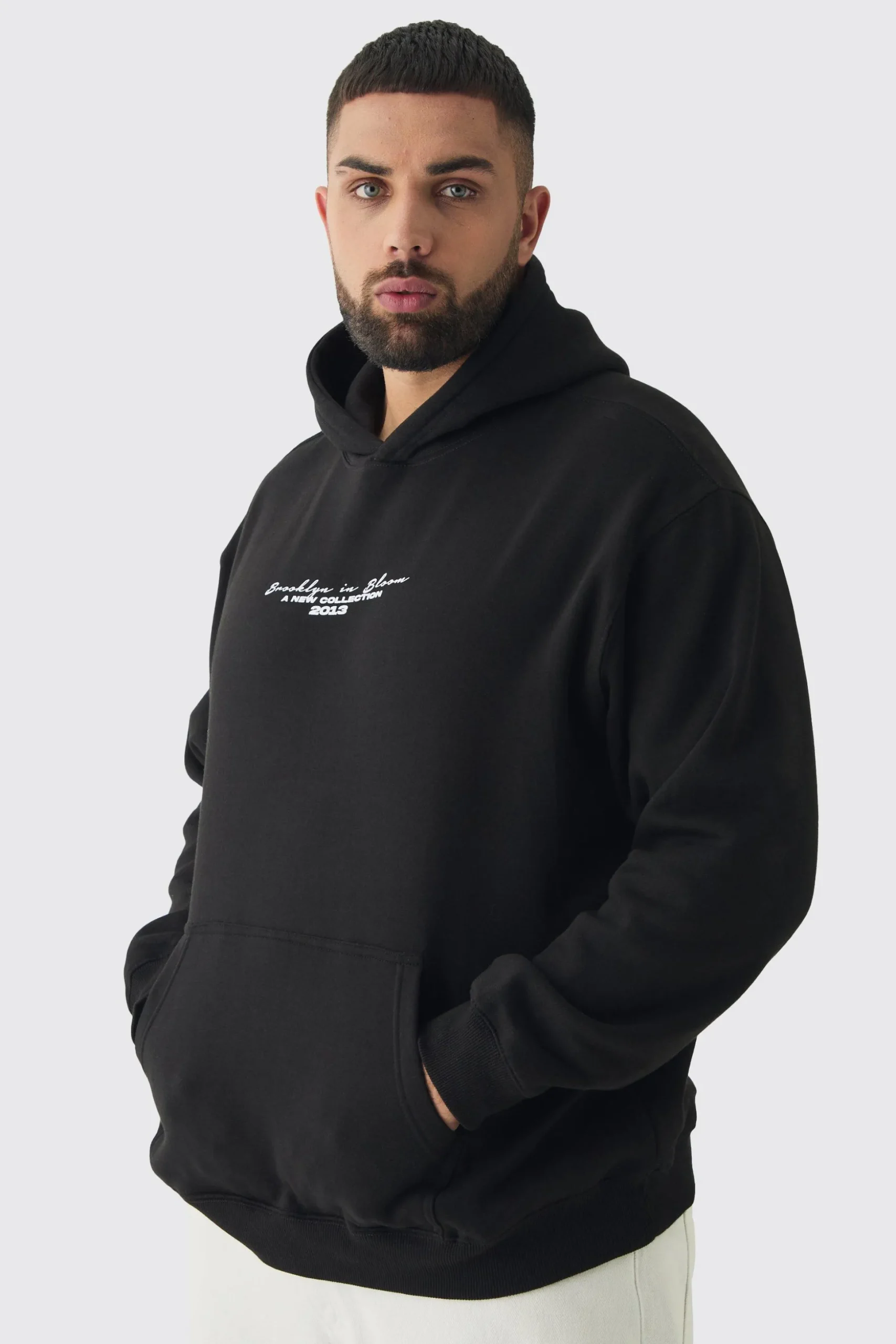 Plus Overdyed Spliced Floral Graphic Oversized Hoodie | BoohooMAN UK