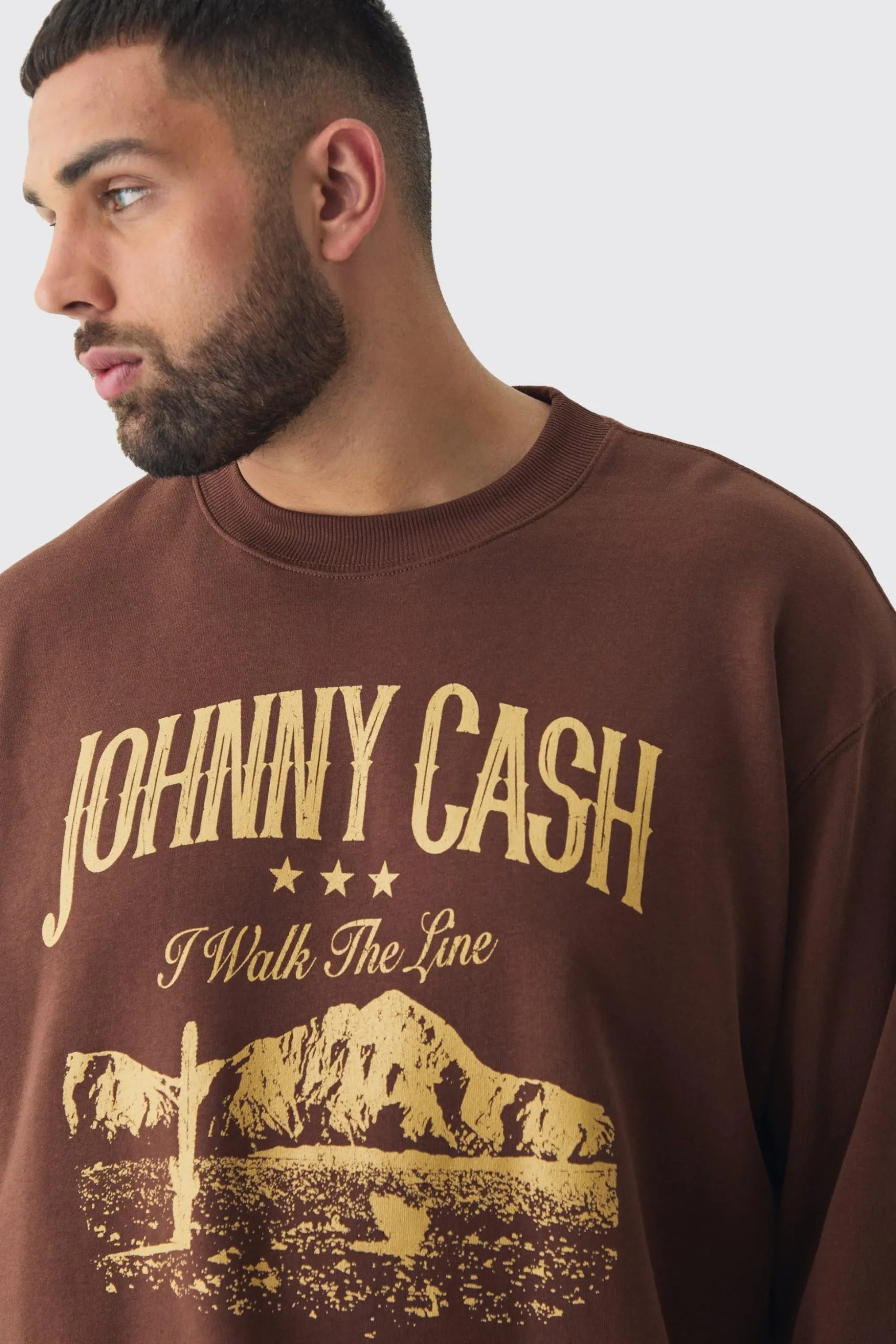 Plus Oversized Johnny Cash Licensed Sweatshirt | BoohooMAN UK