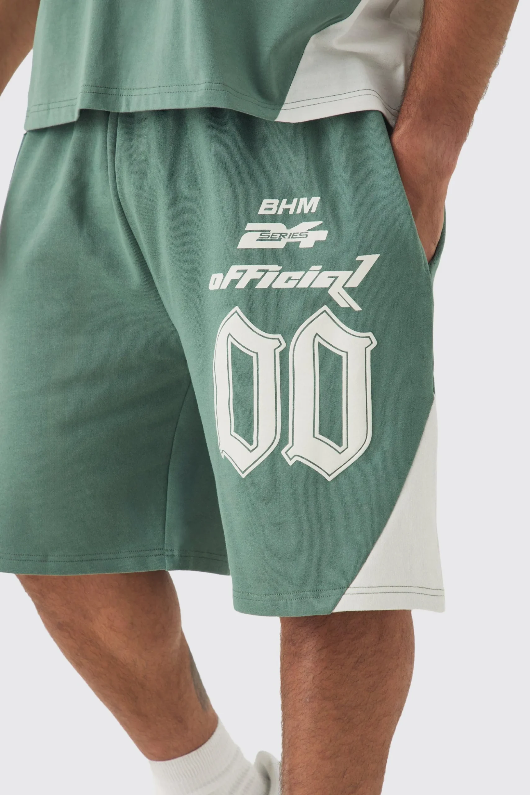 Plus Oversized Puff Print Moto Mid Length Shorts | BoohooMAN UK