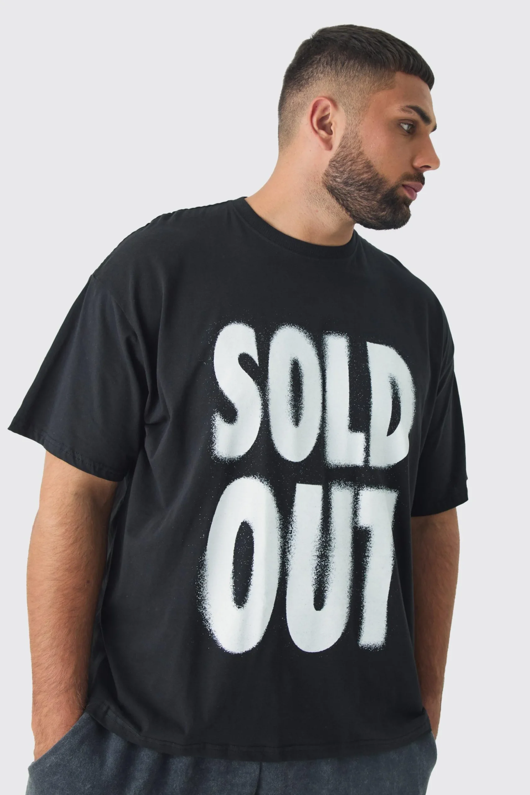 Plus Oversized Sold Out Print T-shirt | BoohooMAN UK