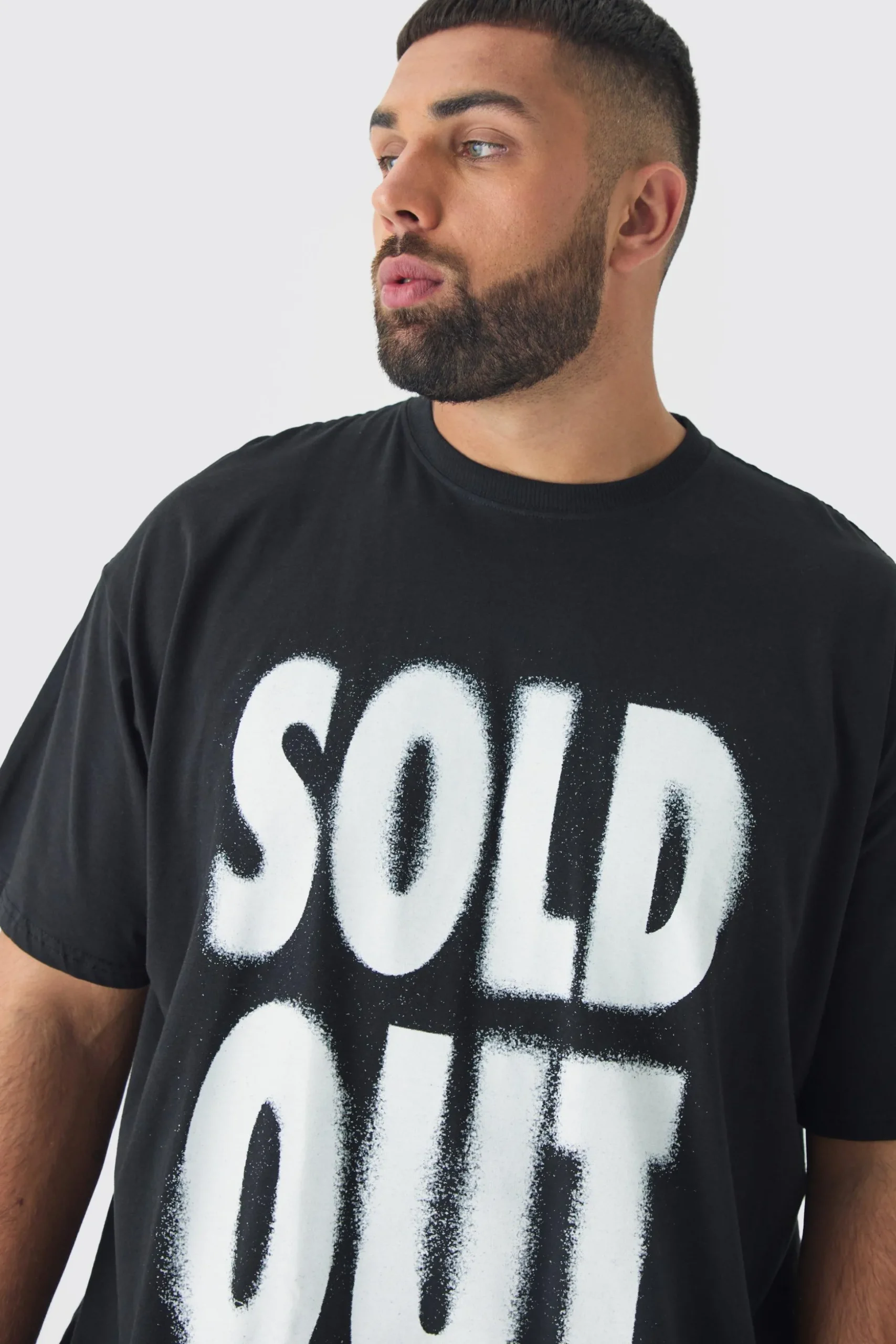 Plus Oversized Sold Out Print T-shirt | BoohooMAN UK