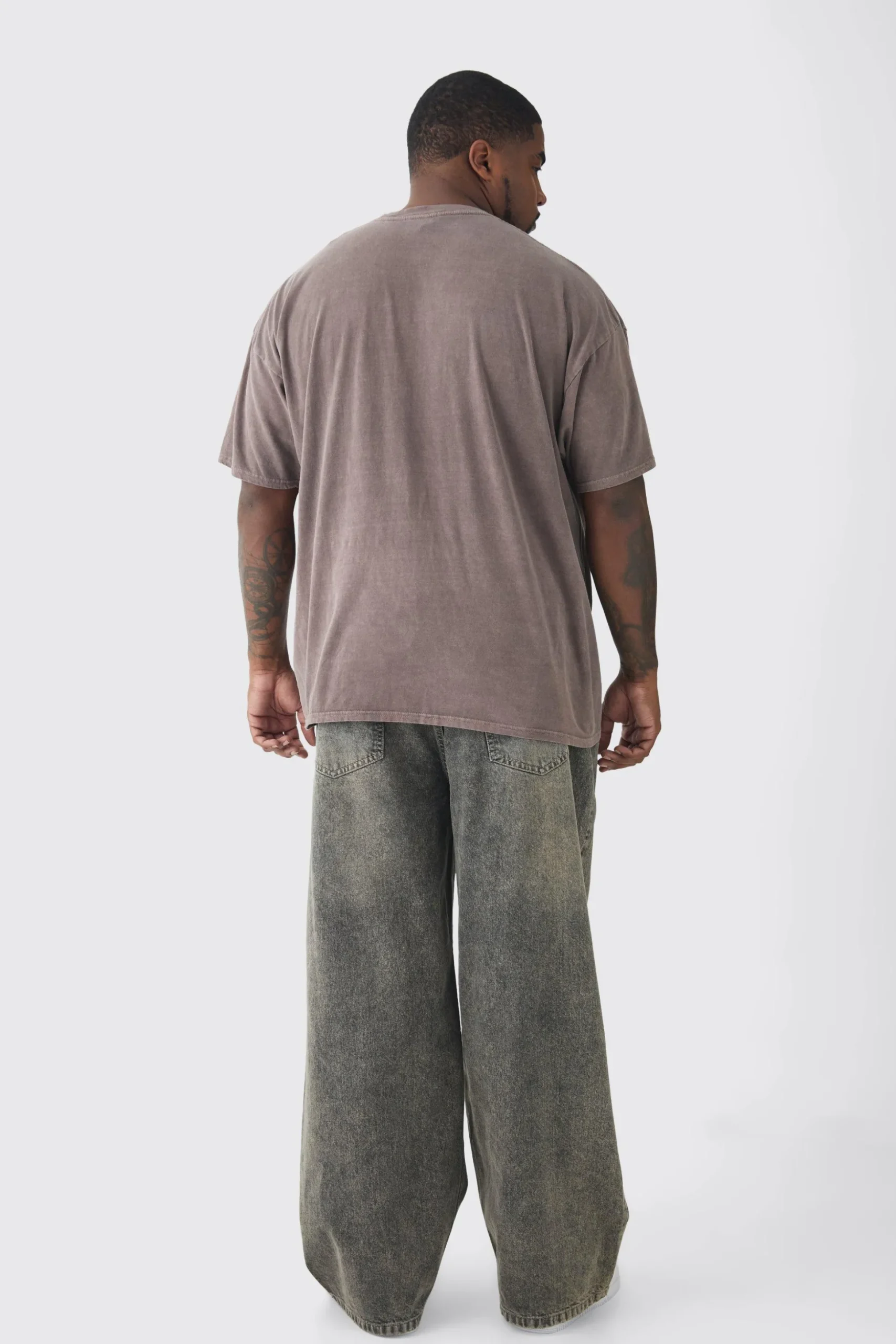 Plus Oversized Washed Wyoming Print T-shirt | BoohooMAN UK