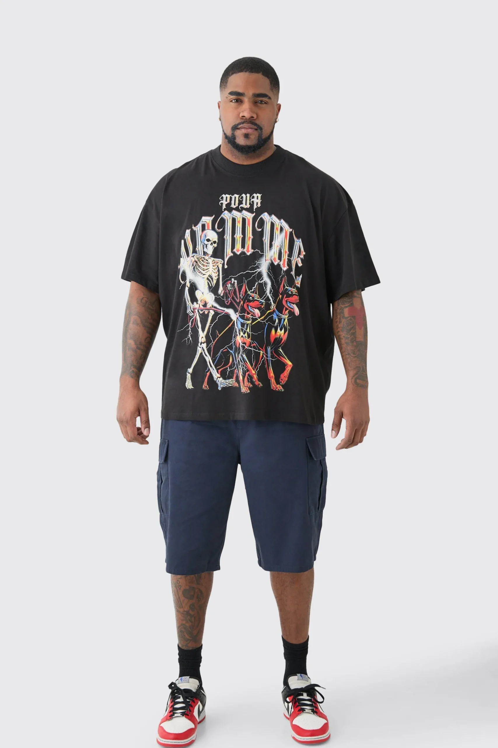Plus Pour Homme Dog Skeleton T-shirt In Black | BoohooMAN UK
