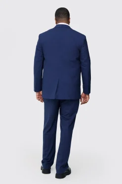 Plus Regular Fit Check Suit Suit In Navy | BoohooMAN UK