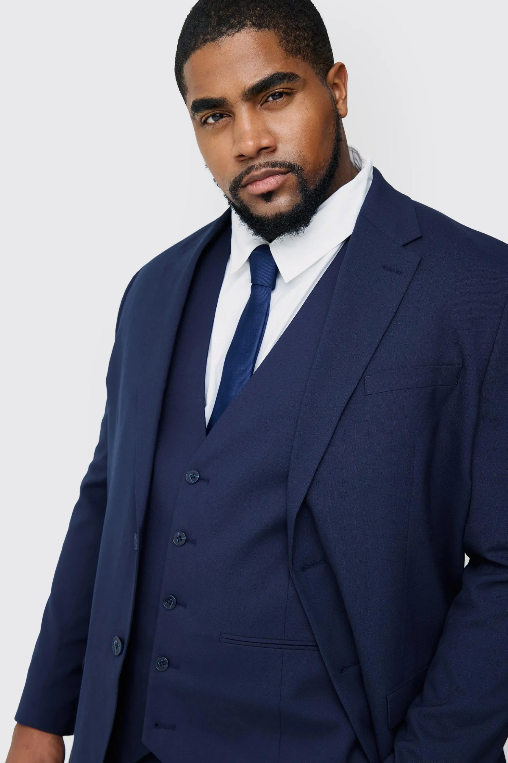 Plus Regular Fit Suit In Navy | BoohooMAN UK
