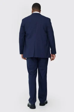 Plus Regular Fit Suit Trouser In Navy | BoohooMAN UK