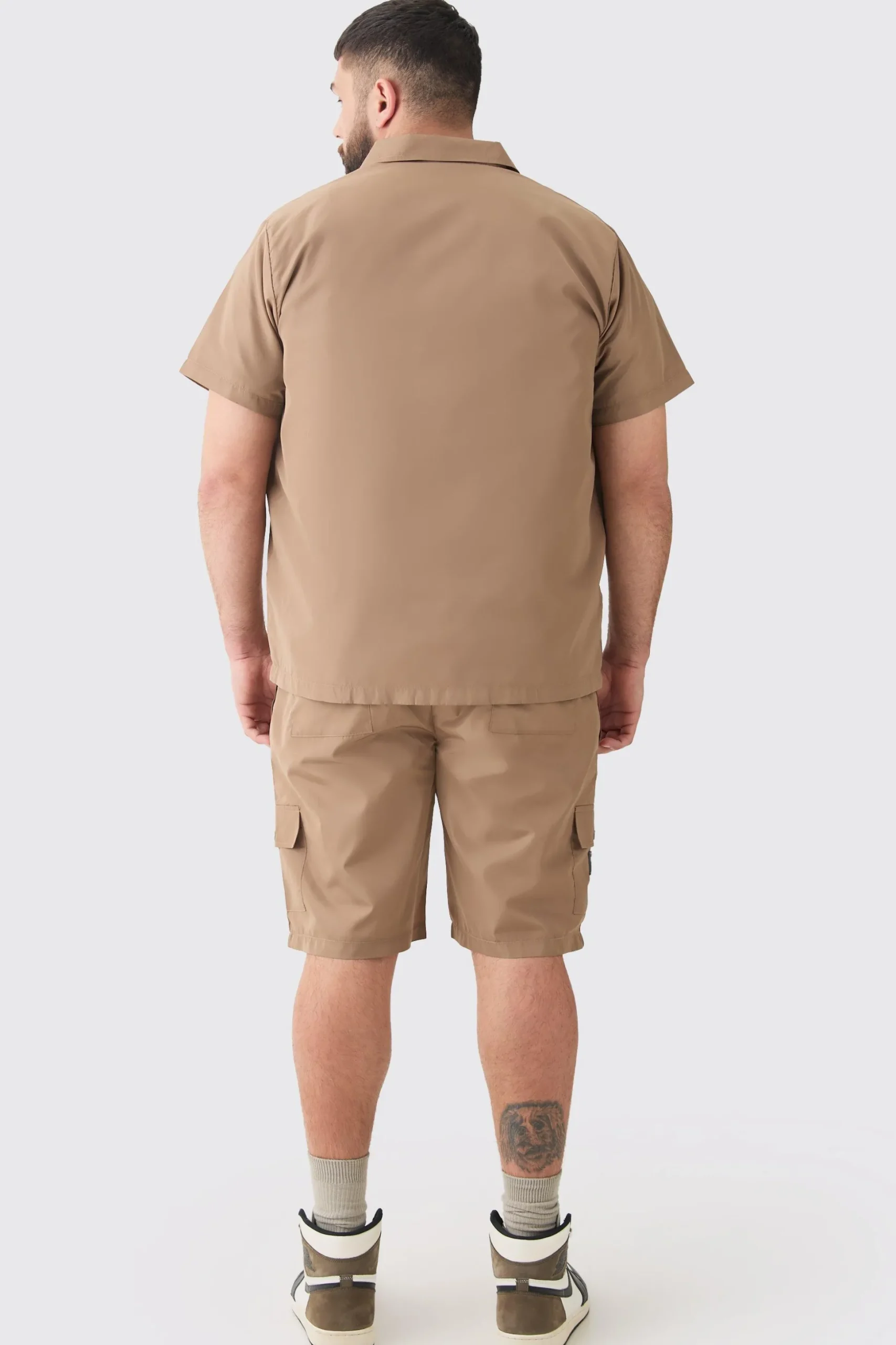 Plus Regular Patch Pocket Nylon Man Overshirt | BoohooMAN UK