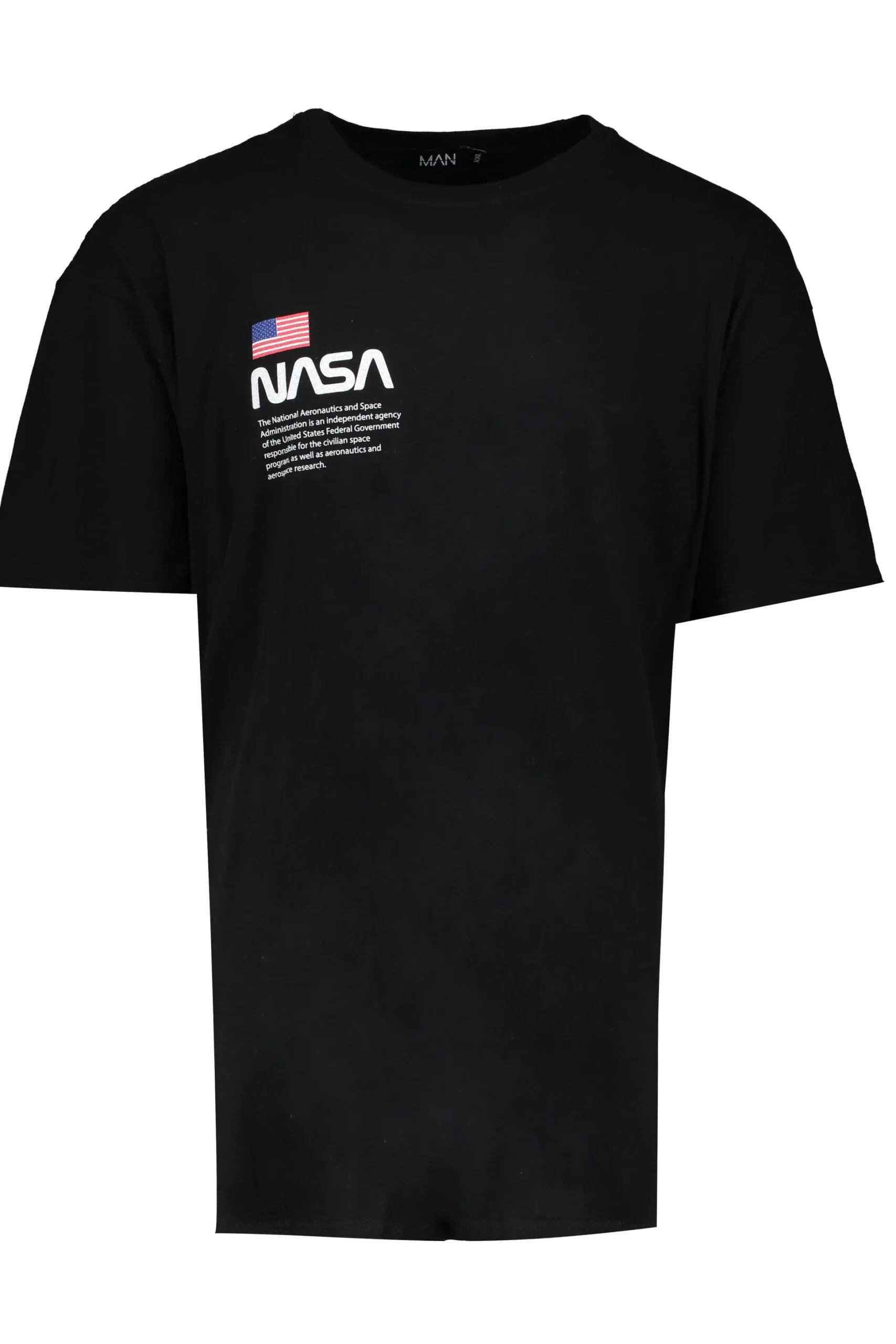 Plus Size NASA Chest Print License T-Shirt | BoohooMAN UK