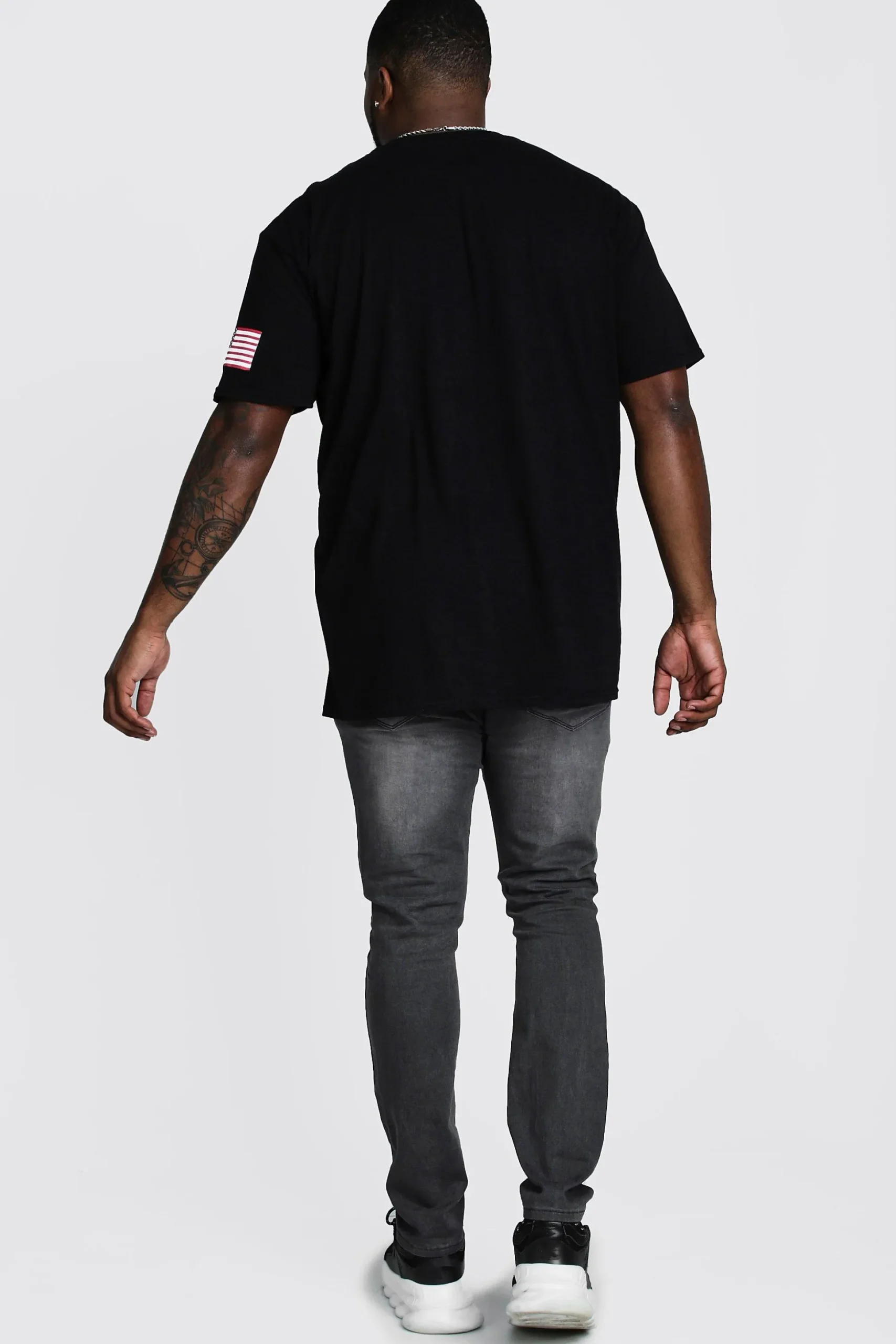 Plus Size NASA Sleeve Print License T-Shirt | BoohooMAN UK