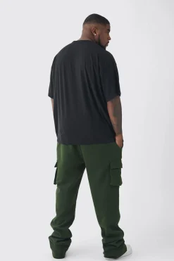 Plus Skinny Fit Extreme Stacked Woven Tab Cargo Jogger | BoohooMAN UK