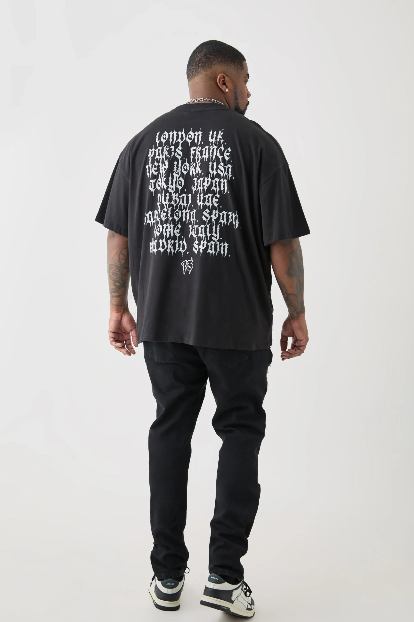Plus Skinny Stretch All Over Rip Jeans | BoohooMAN UK