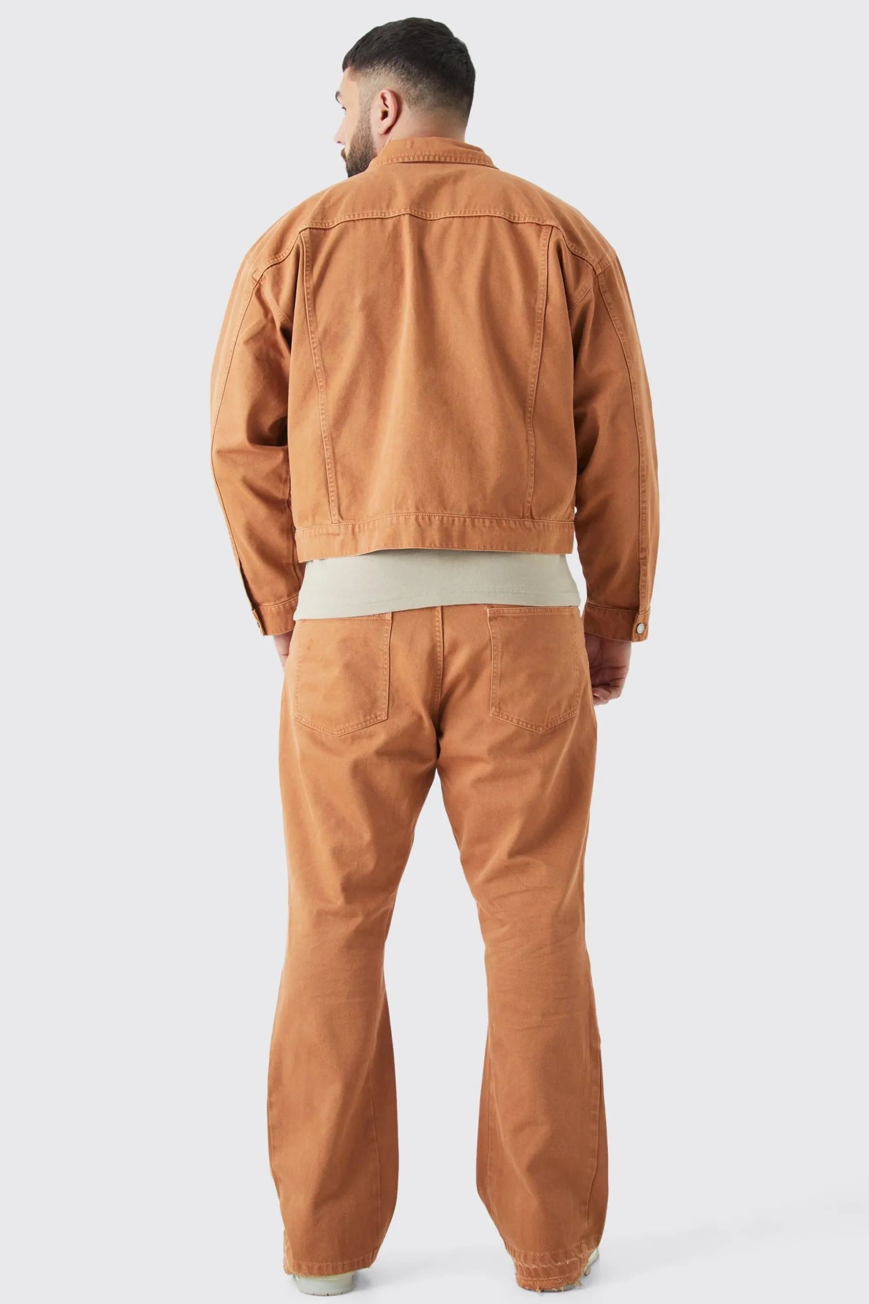 Plus Slim Rigid Flare Gusset Detail Jeans | BoohooMAN UK