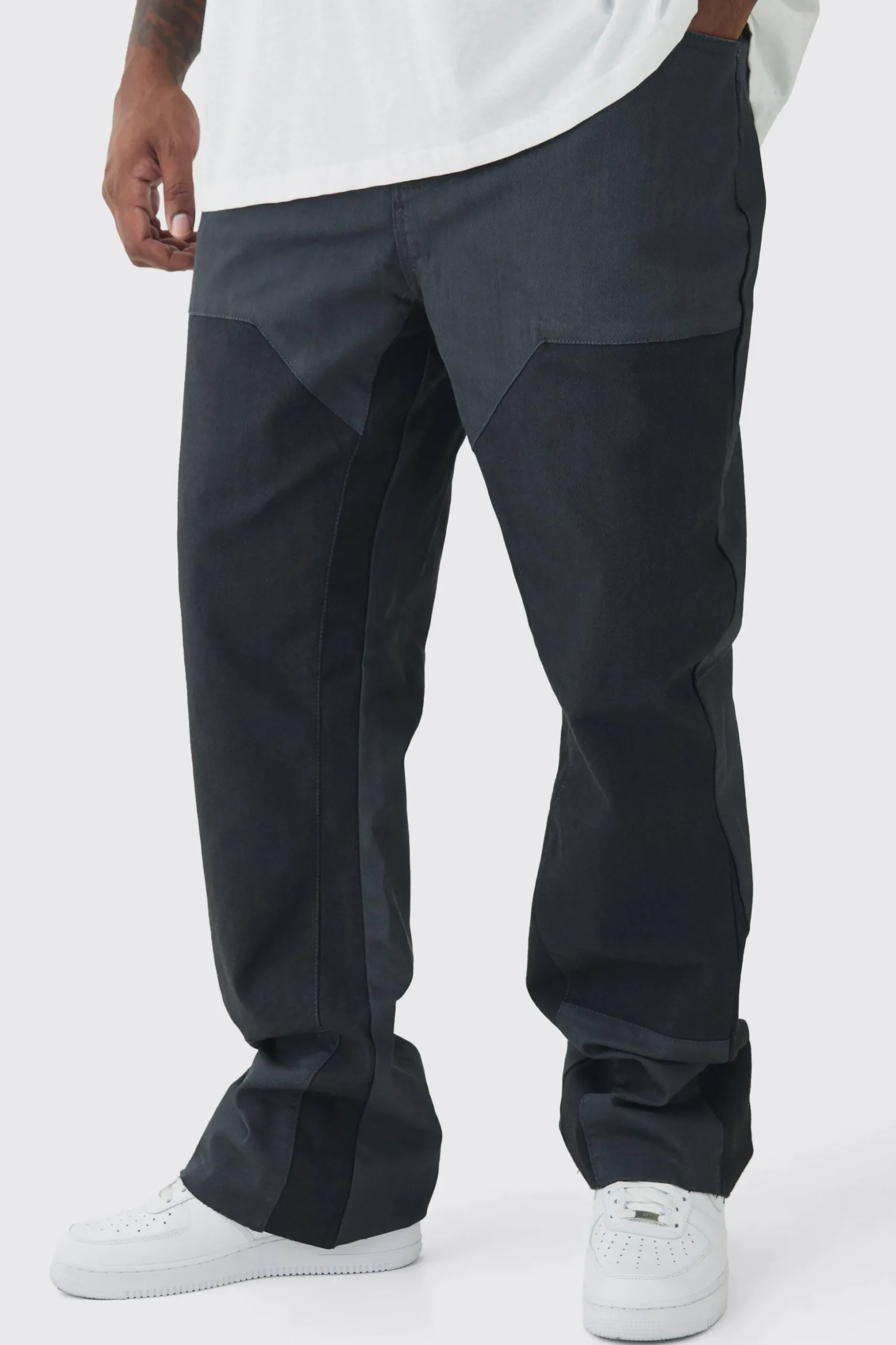 Plus Slim Rigid Flare Overdye Carpenter Jeans | BoohooMAN UK