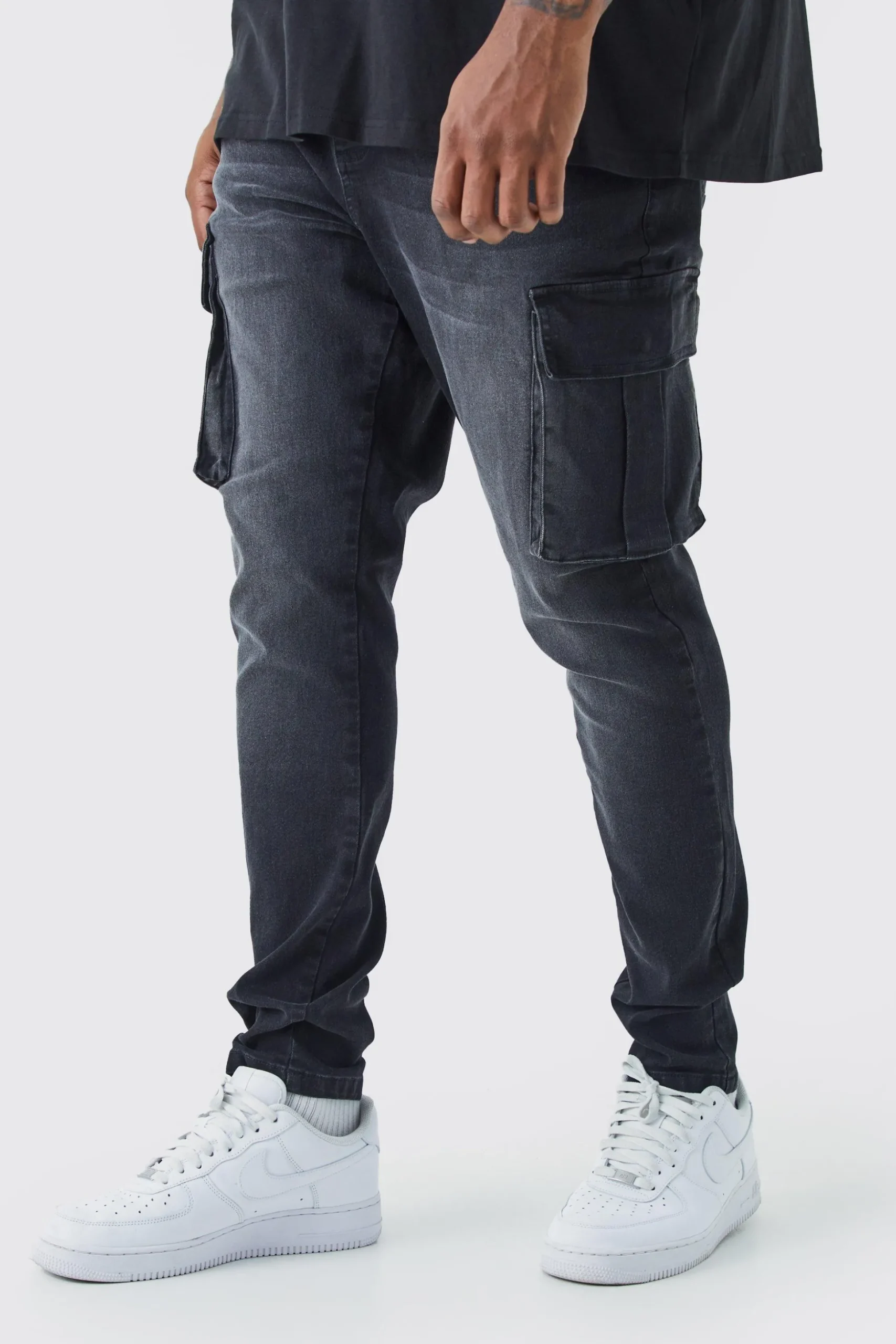 Plus Super Skinny Cargo Jeans | BoohooMAN UK