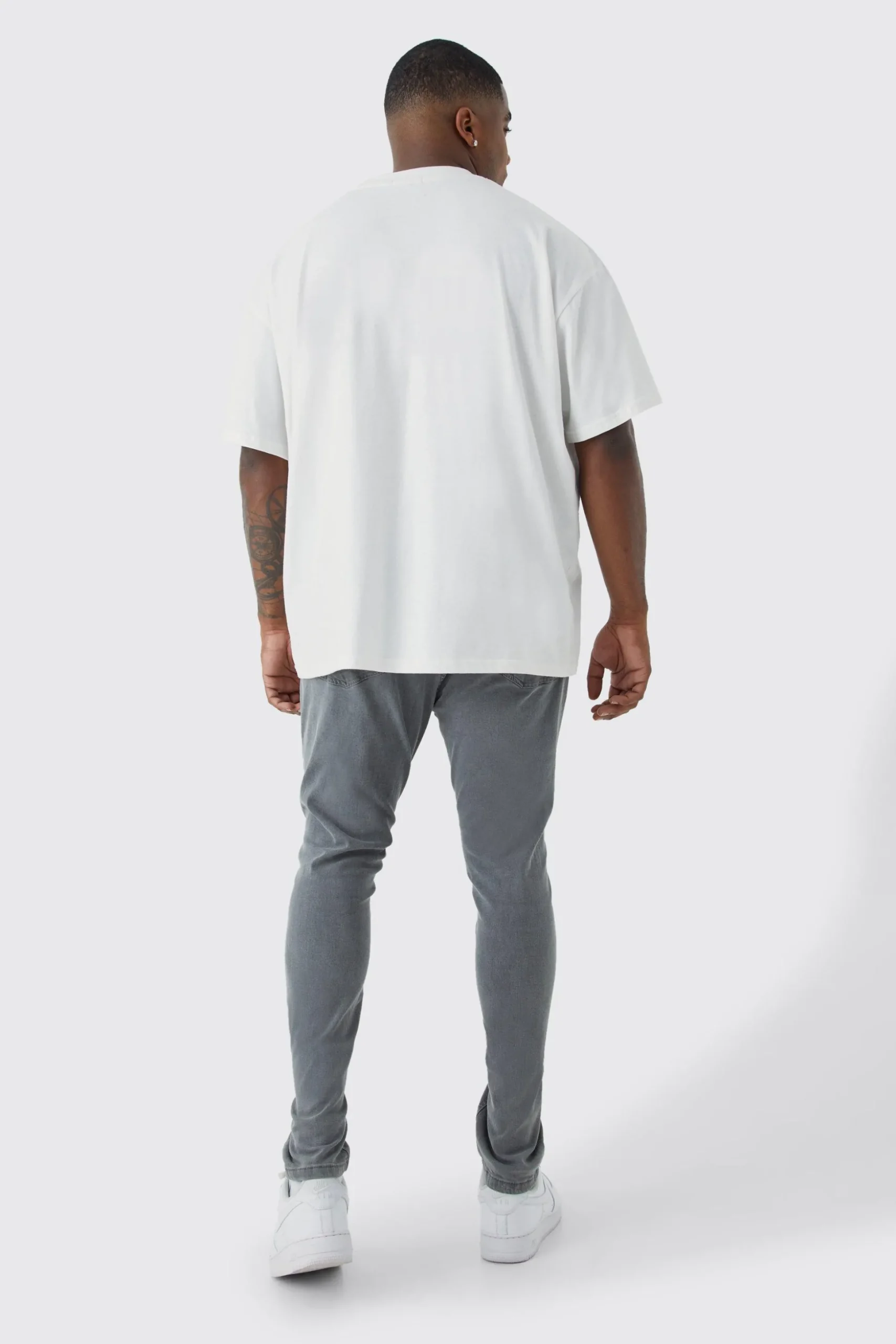 Plus Super Skinny Stretch Ripped Knee Jeans | BoohooMAN UK