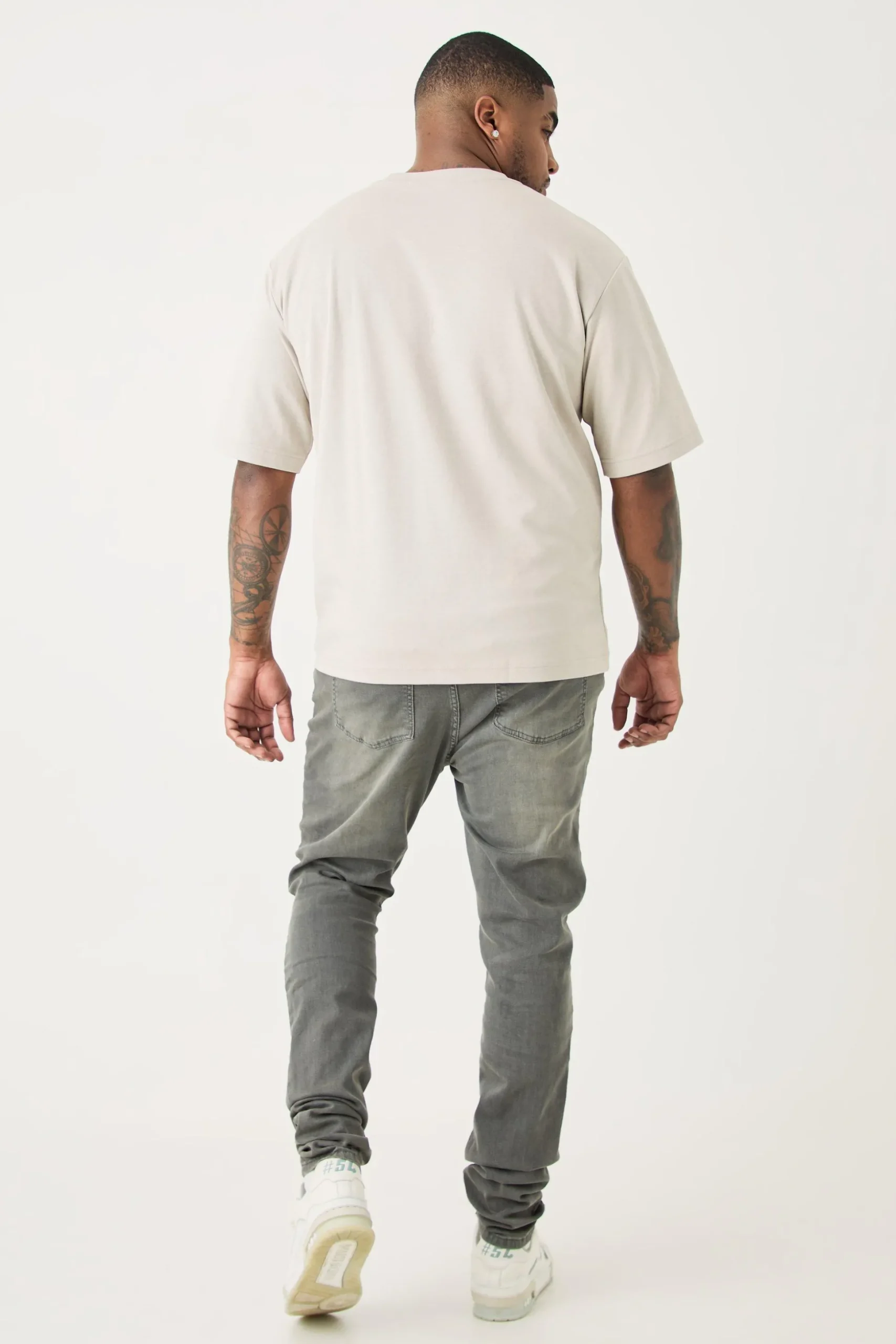 Plus Super Skinny Stretch Multi Rip Stacked Jeans | BoohooMAN UK