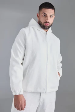 Plus Textured Jacquard Smart Hooded Jacket | BoohooMAN UK