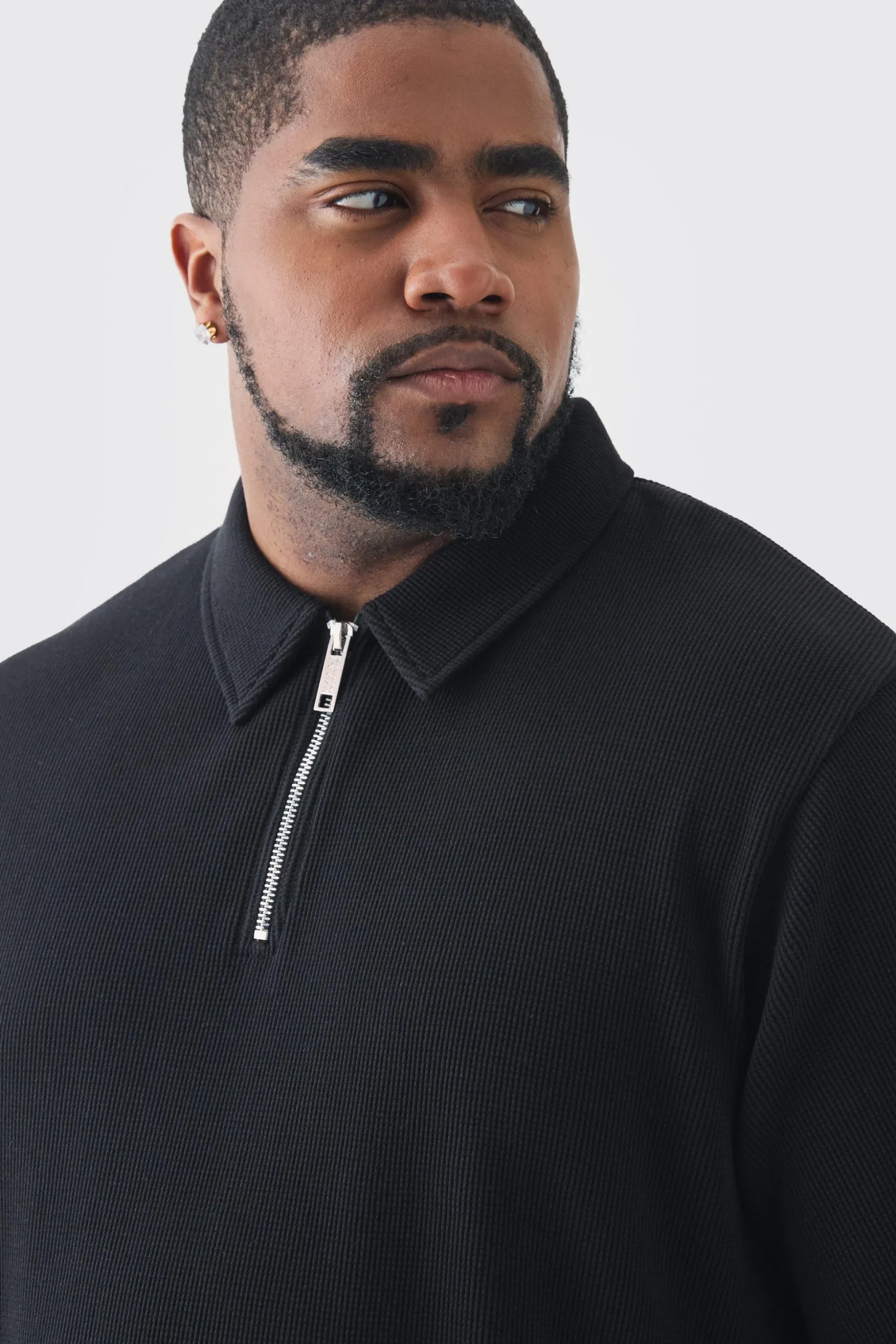 Plus Waffle Polo | BoohooMAN UK
