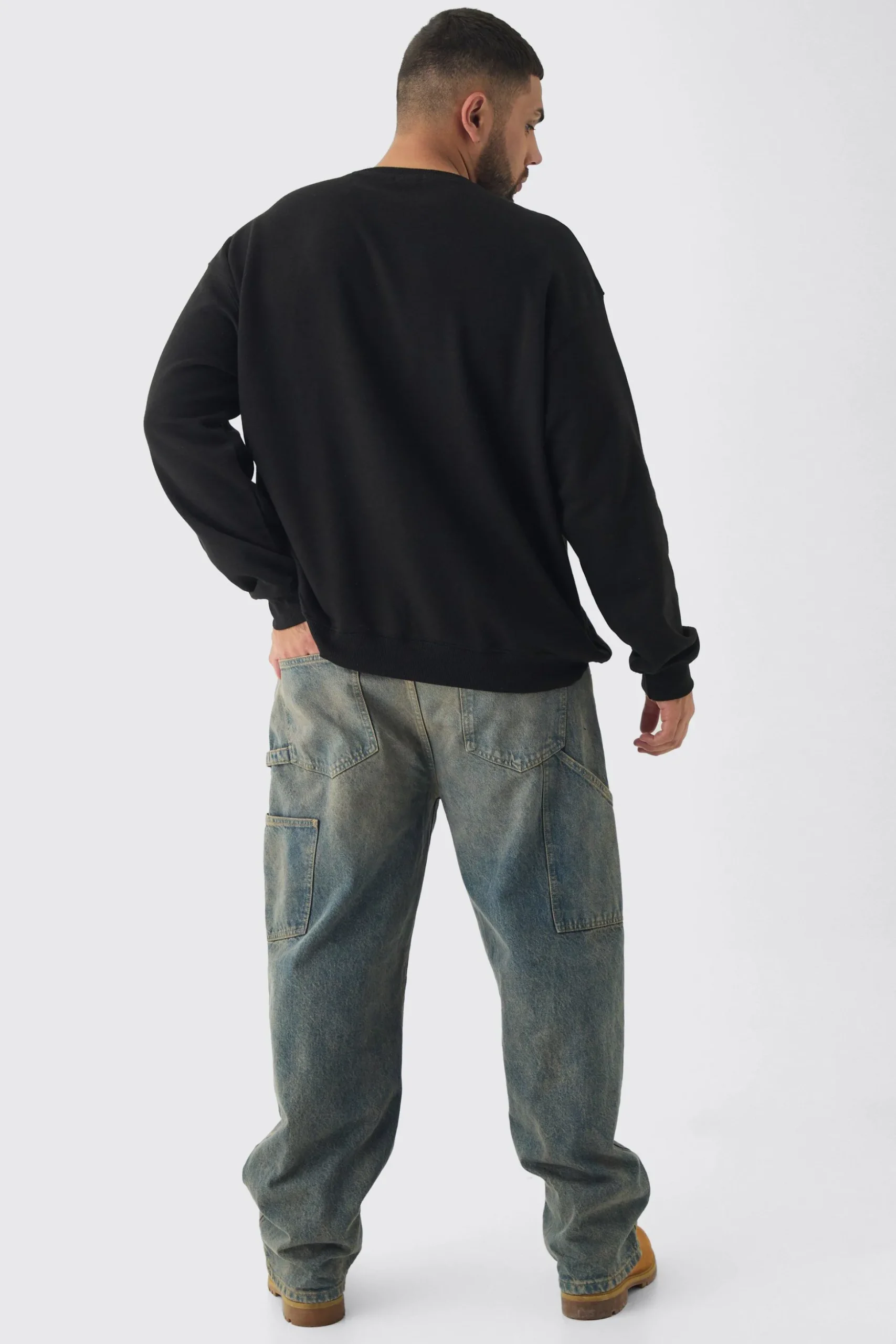 Plus Washed Floral Embroidered Sweatshirt | BoohooMAN UK