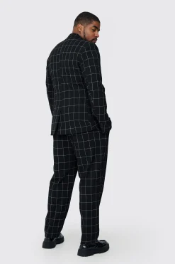 Plus Window Pane Check Skinny Fit Blazer | BoohooMAN UK